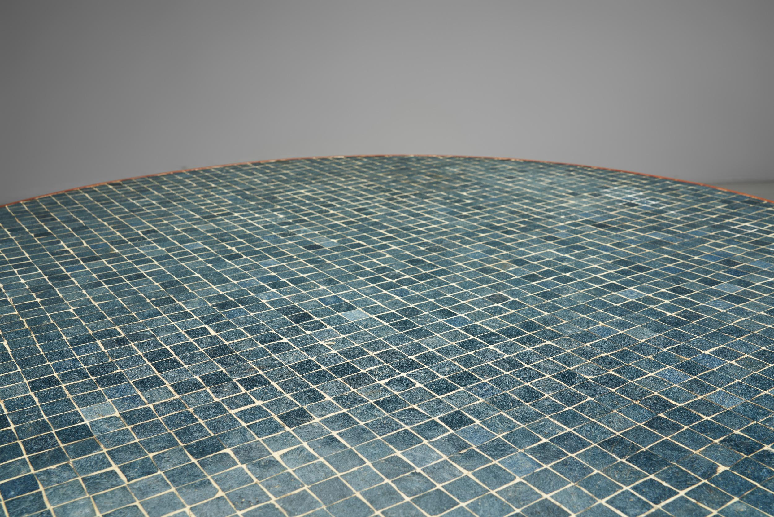 Mesa de centro de madera y azulejos, Francia Años 70 en venta 1