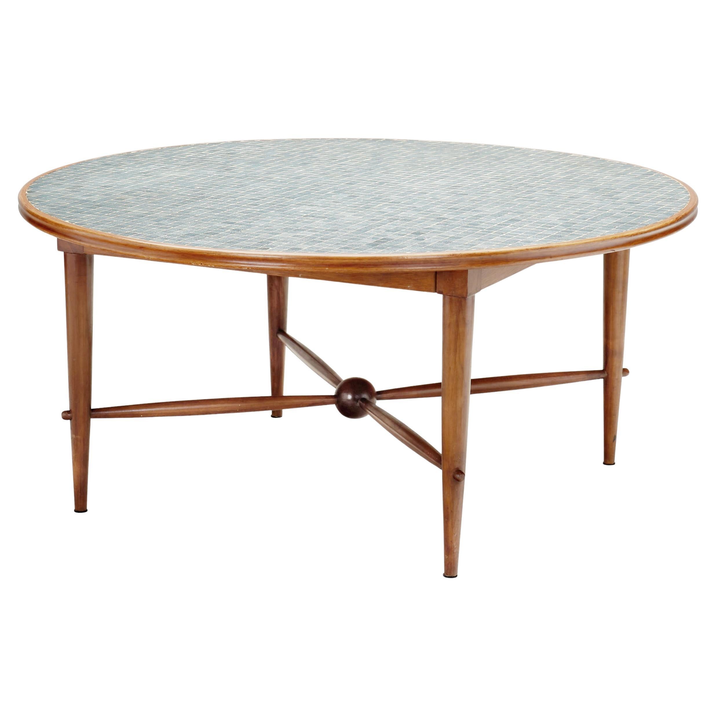 Table basse en bois et carreaux de céramique, France, années 1970