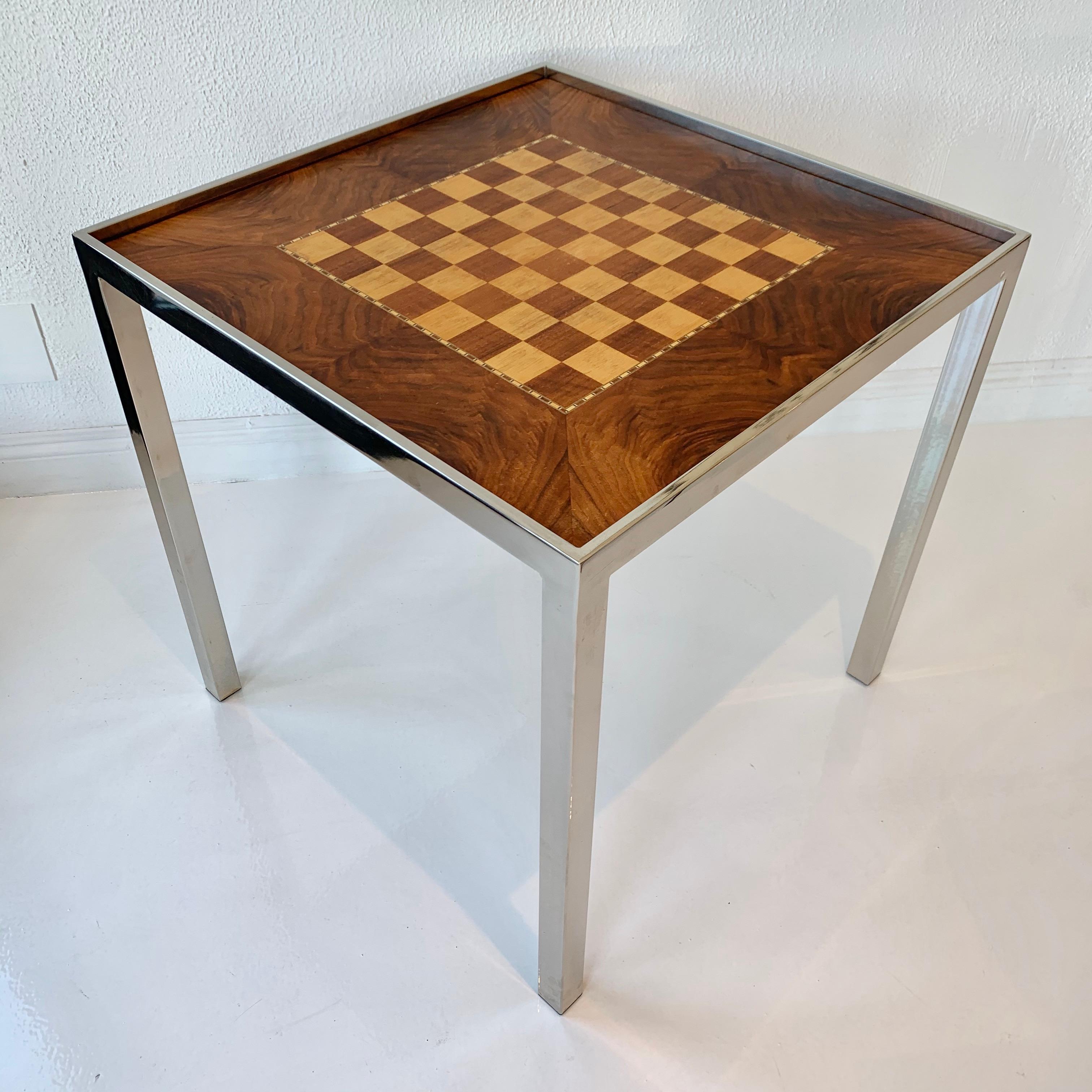Wood and Chrome Backgammon/Chess Table  7