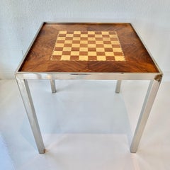 Wood and Chrome Backgammon/Chess Table