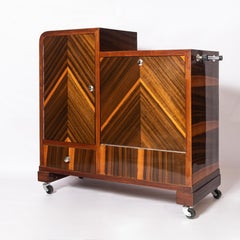 Wood and Chrome Metal Bar Cart, Art Deco Period, France, circa 1940