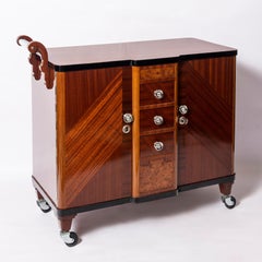 Wood and Chrome Metal Bar Cart by Nordiska, Buenos Aires, circa 1940