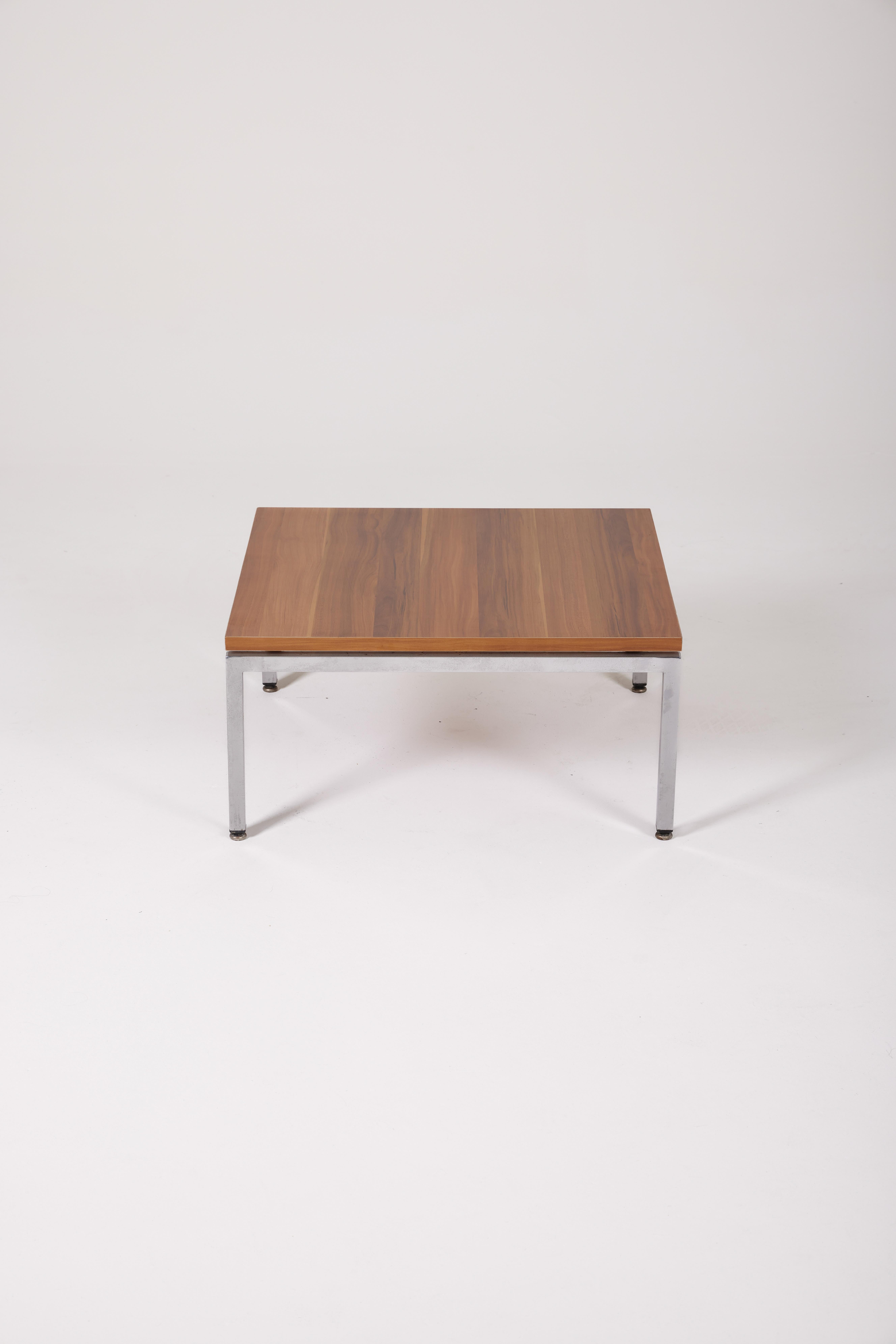 Table basse Knoll en bois et métal chromé Bon état - En vente à PARIS, FR