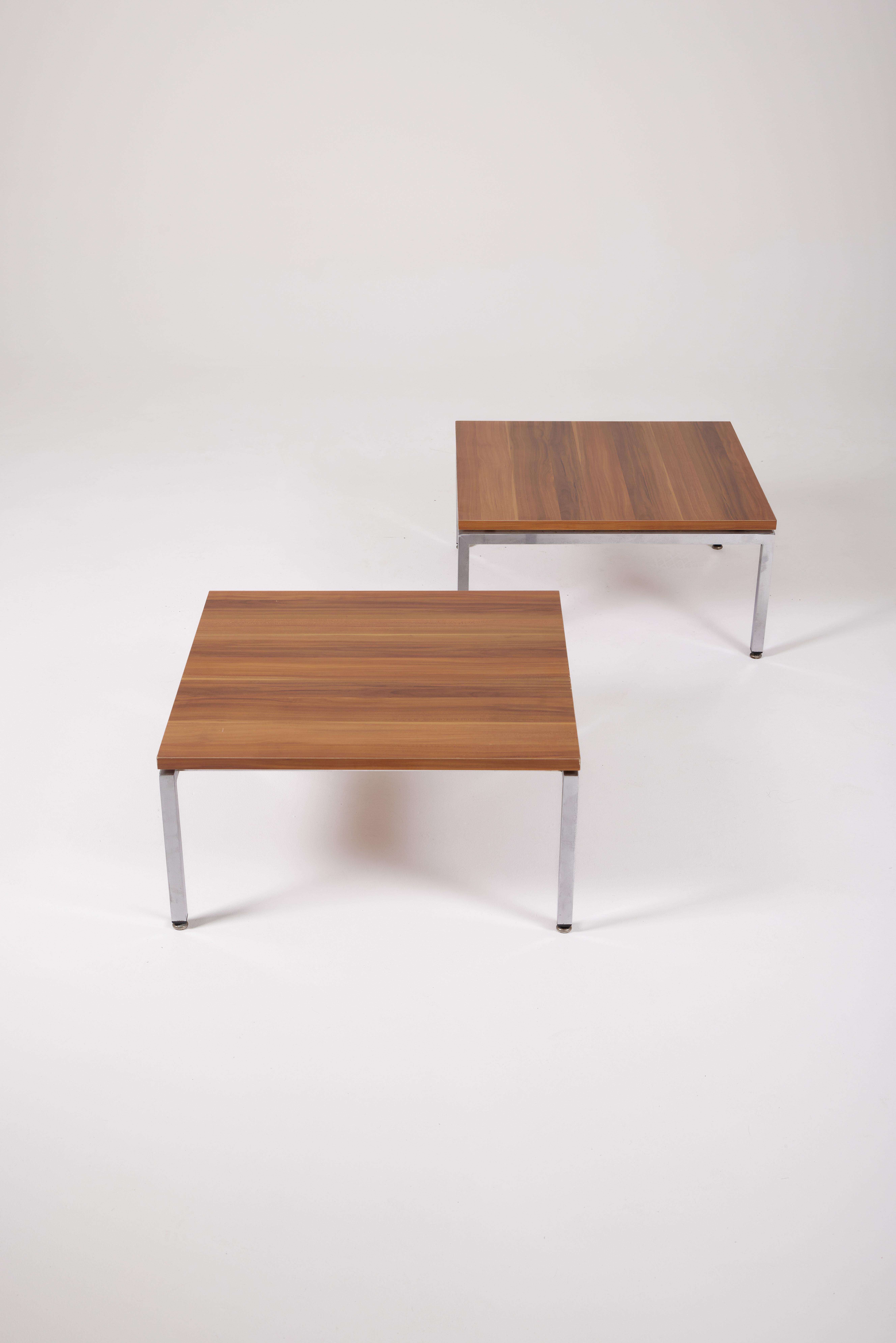 Table basse Knoll en bois et métal chromé en vente 1