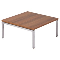 Retro Wood and chrome-plated metal Knoll coffee table