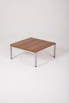 Tavolino Knoll in Wood e metallo cromato