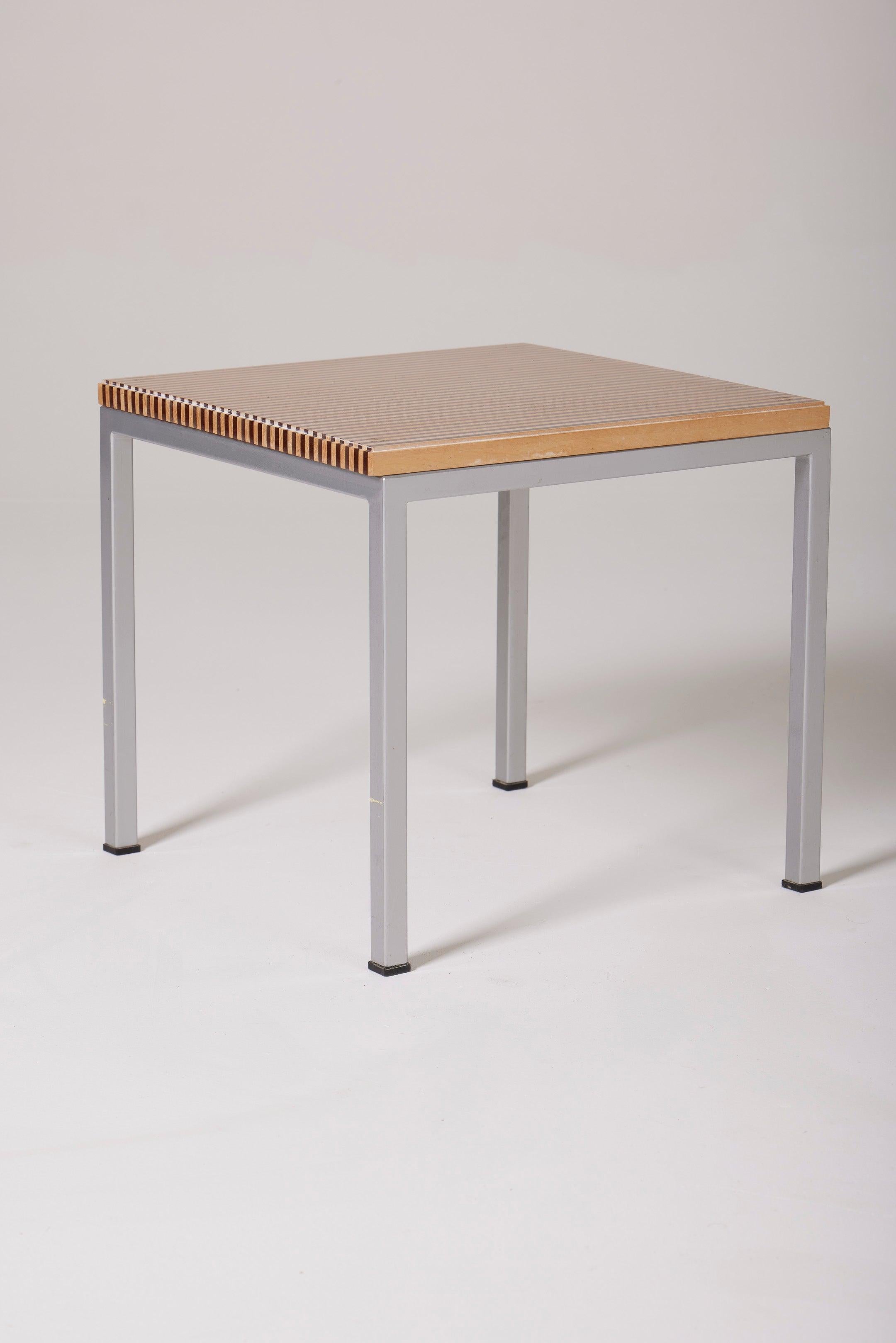 Wood And Chrome Side Table In Good Condition In PARIS, FR