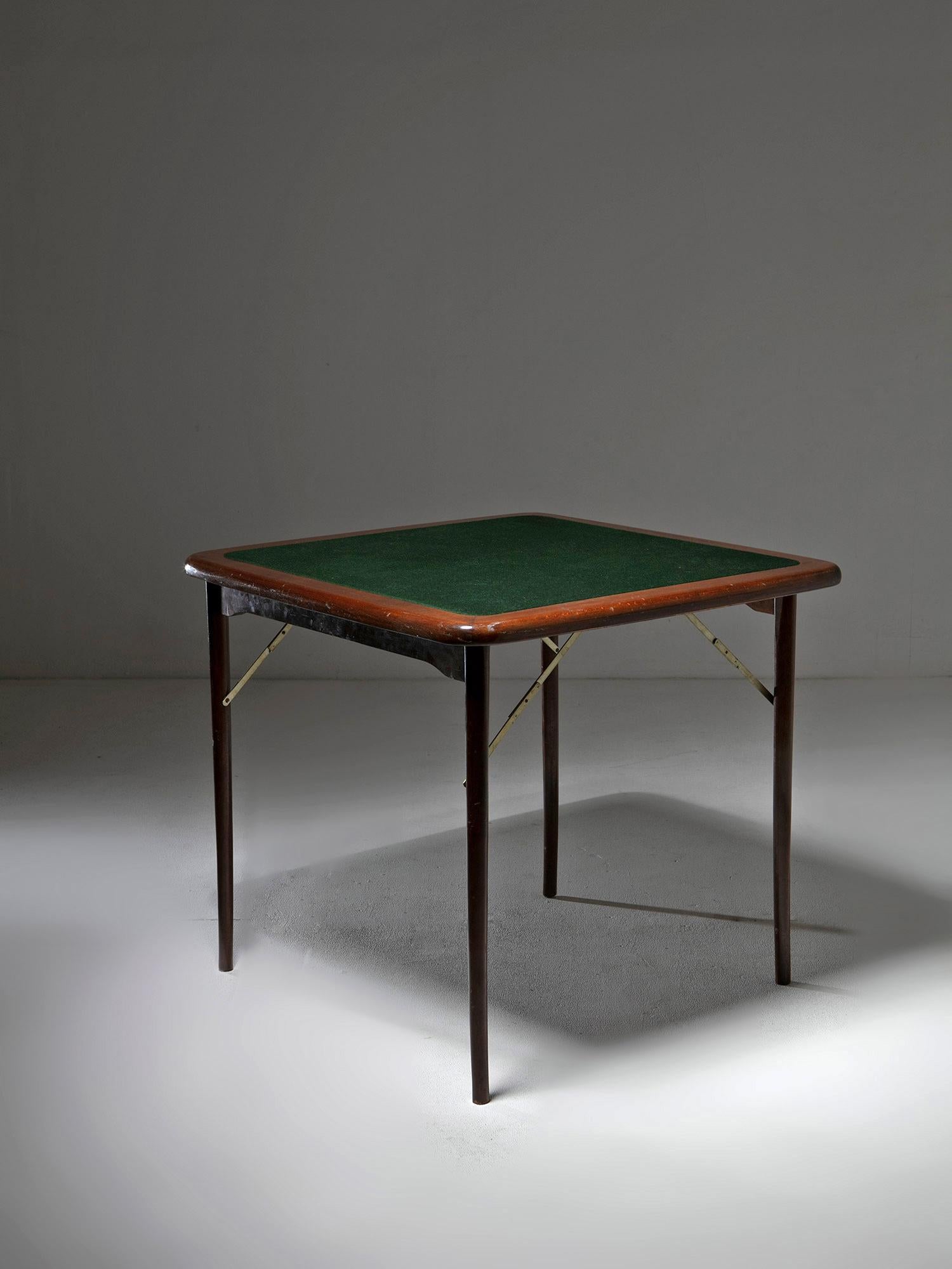 Italian Wood and Cloth Folding Game Table, Italy, 1960s For Sale
