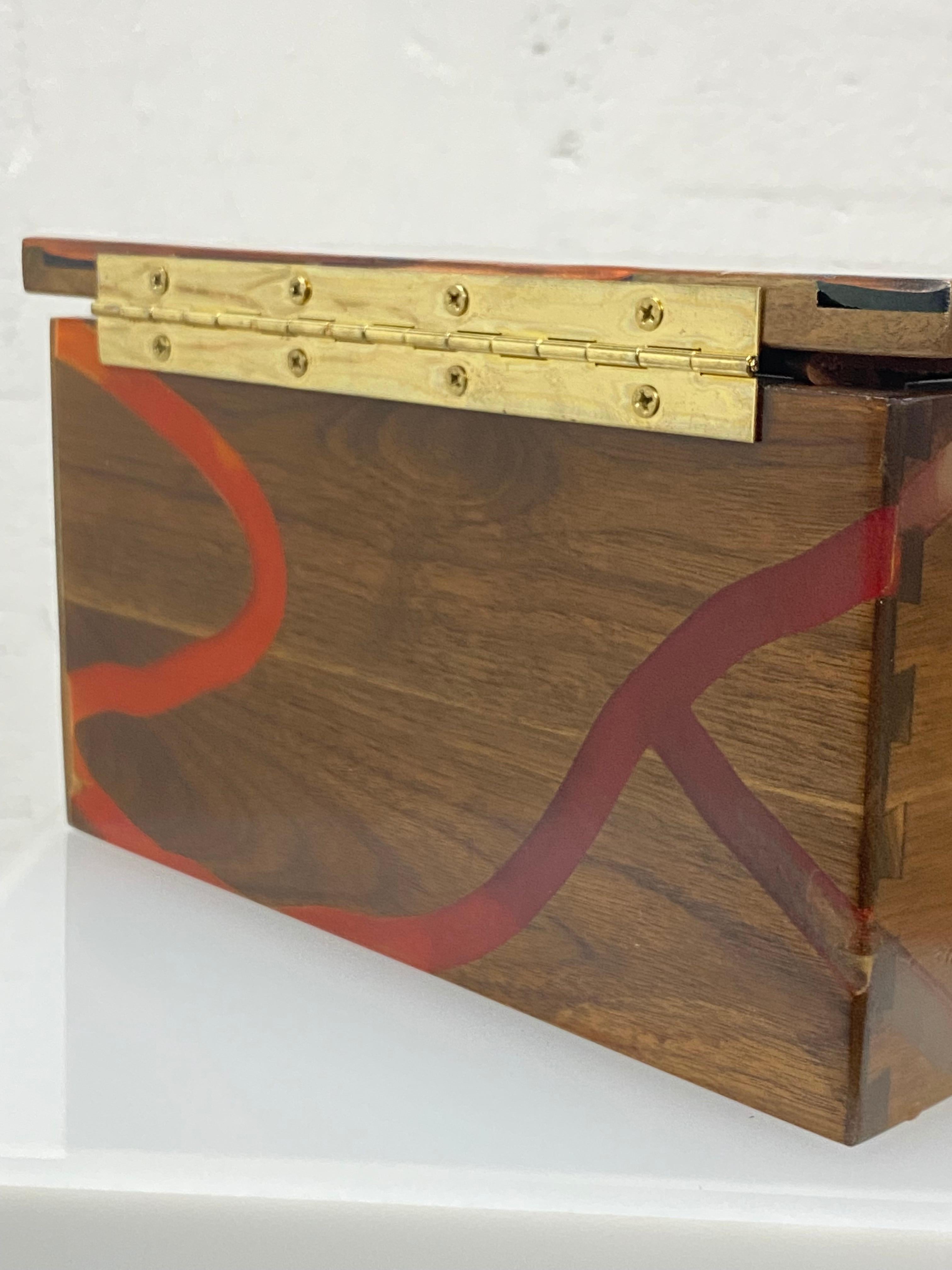 Wood and Colored Resin Storage Box For Sale 1