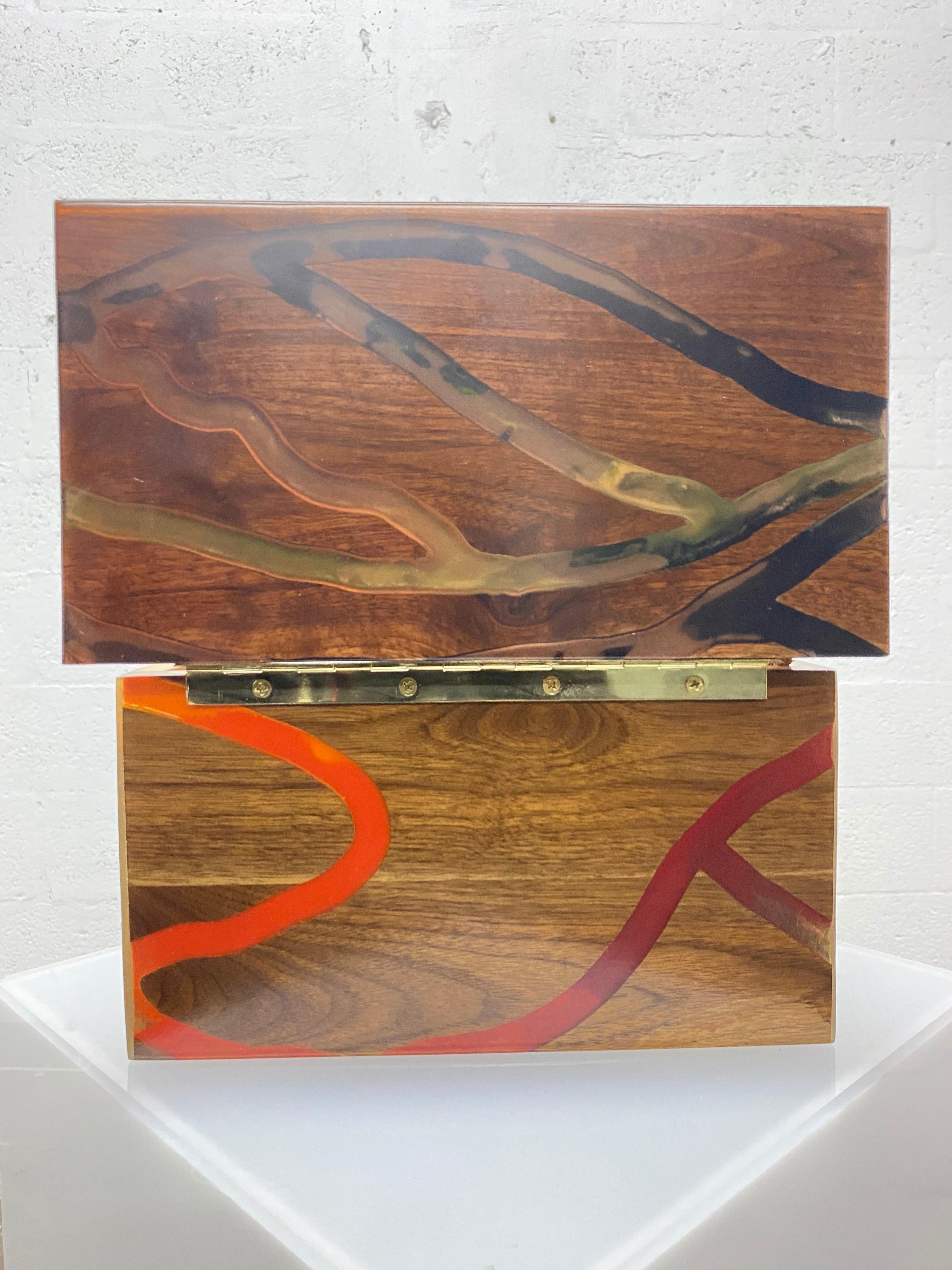 Unknown Wood and Colored Resin Storage Box For Sale