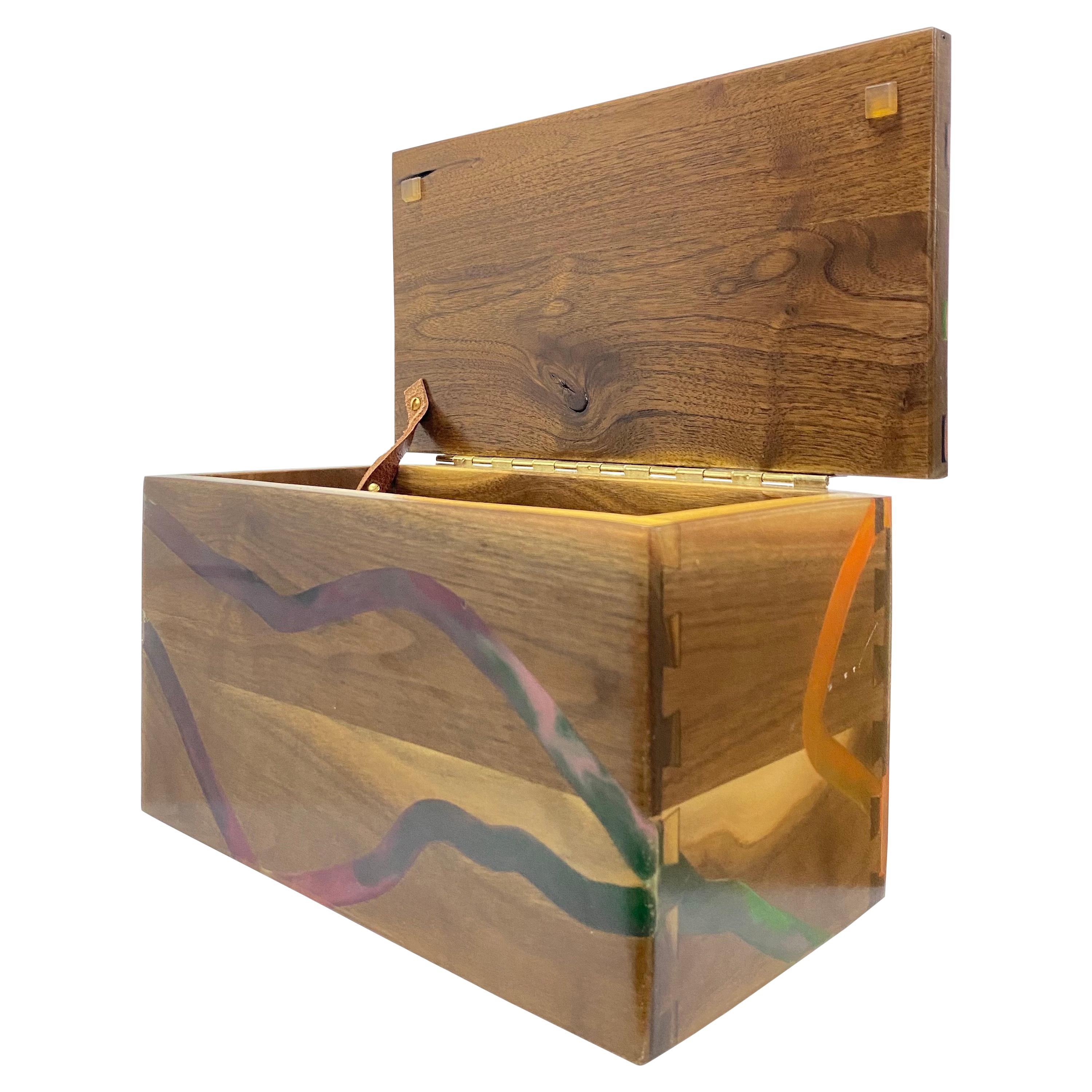 color pour stash storage box with resin coating