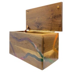 Vintage Wood and Colored Resin Storage Box