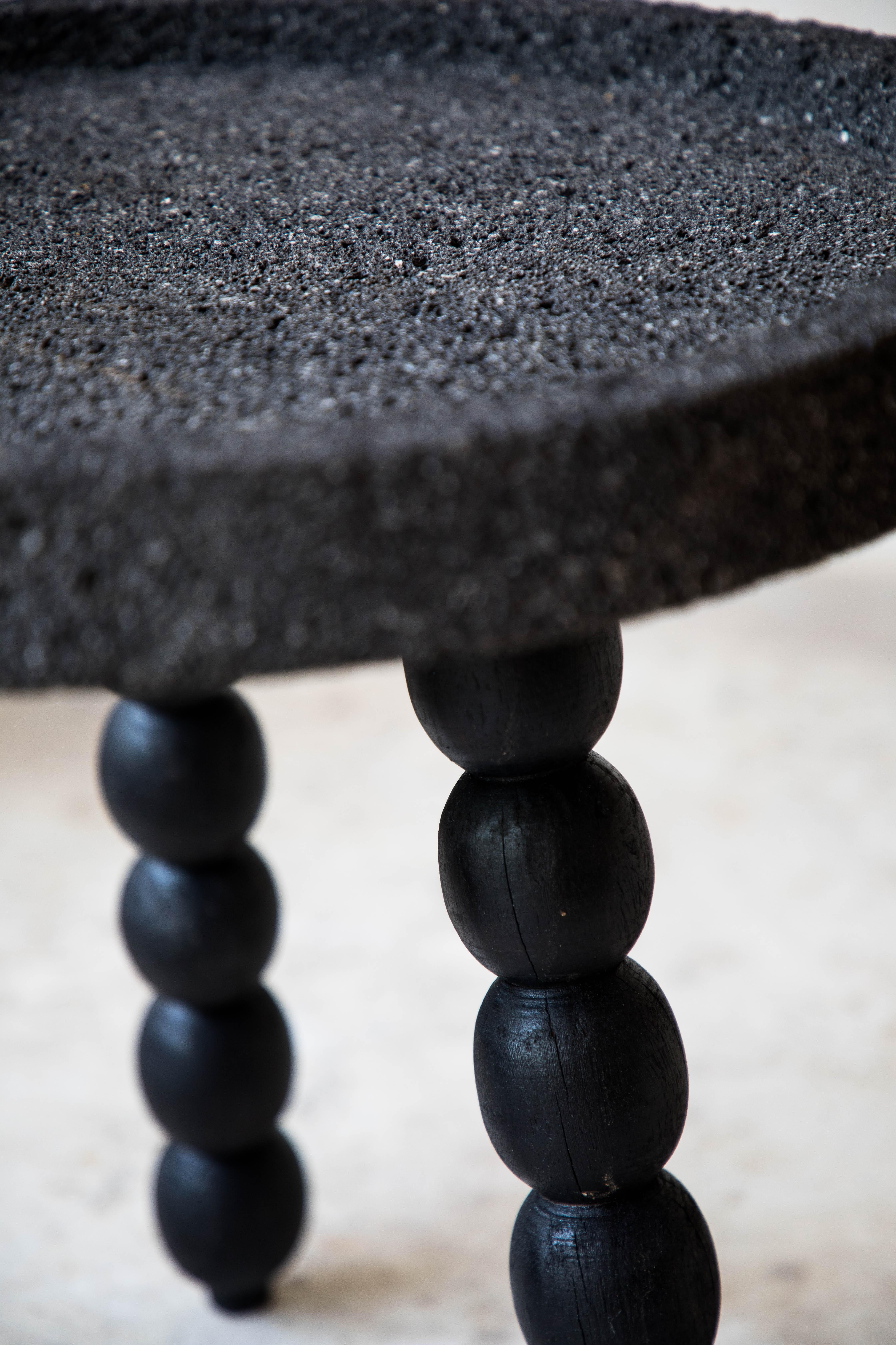 Post-Modern Wood and Concrete Sphere 3 Legs Totem by Daniel Orozco For Sale