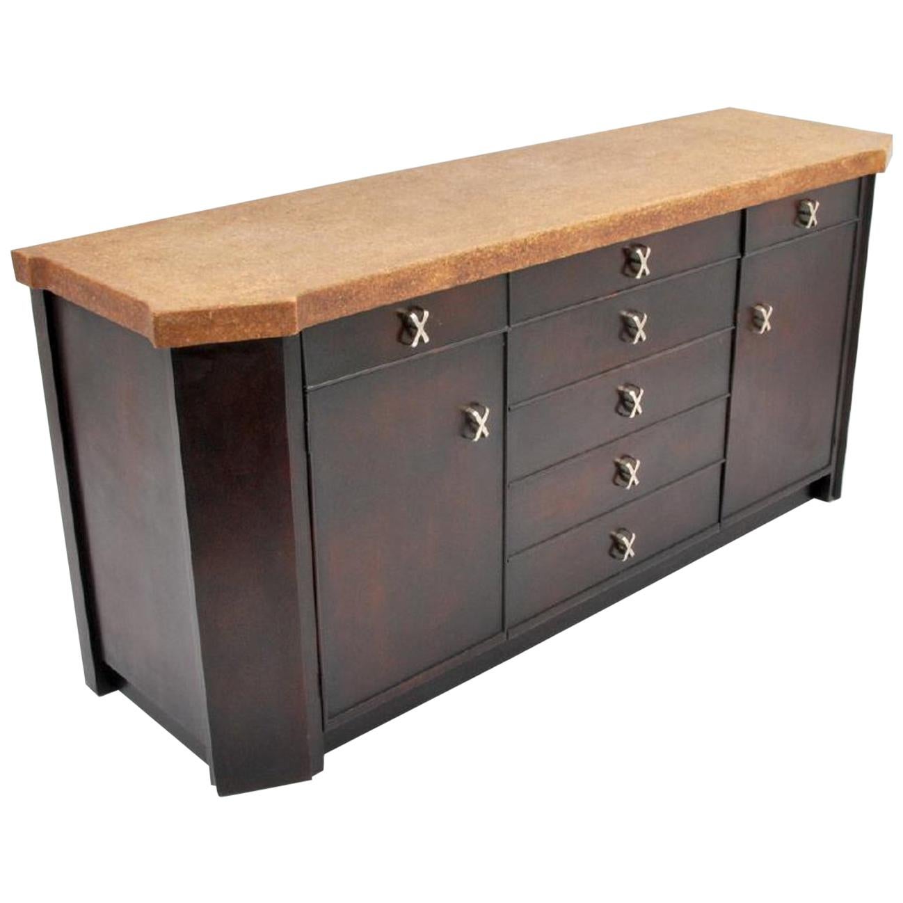 Schrank aus Holz und Kork von Paul Frankl für Johnson Furniture, USA, 1960er Jahre