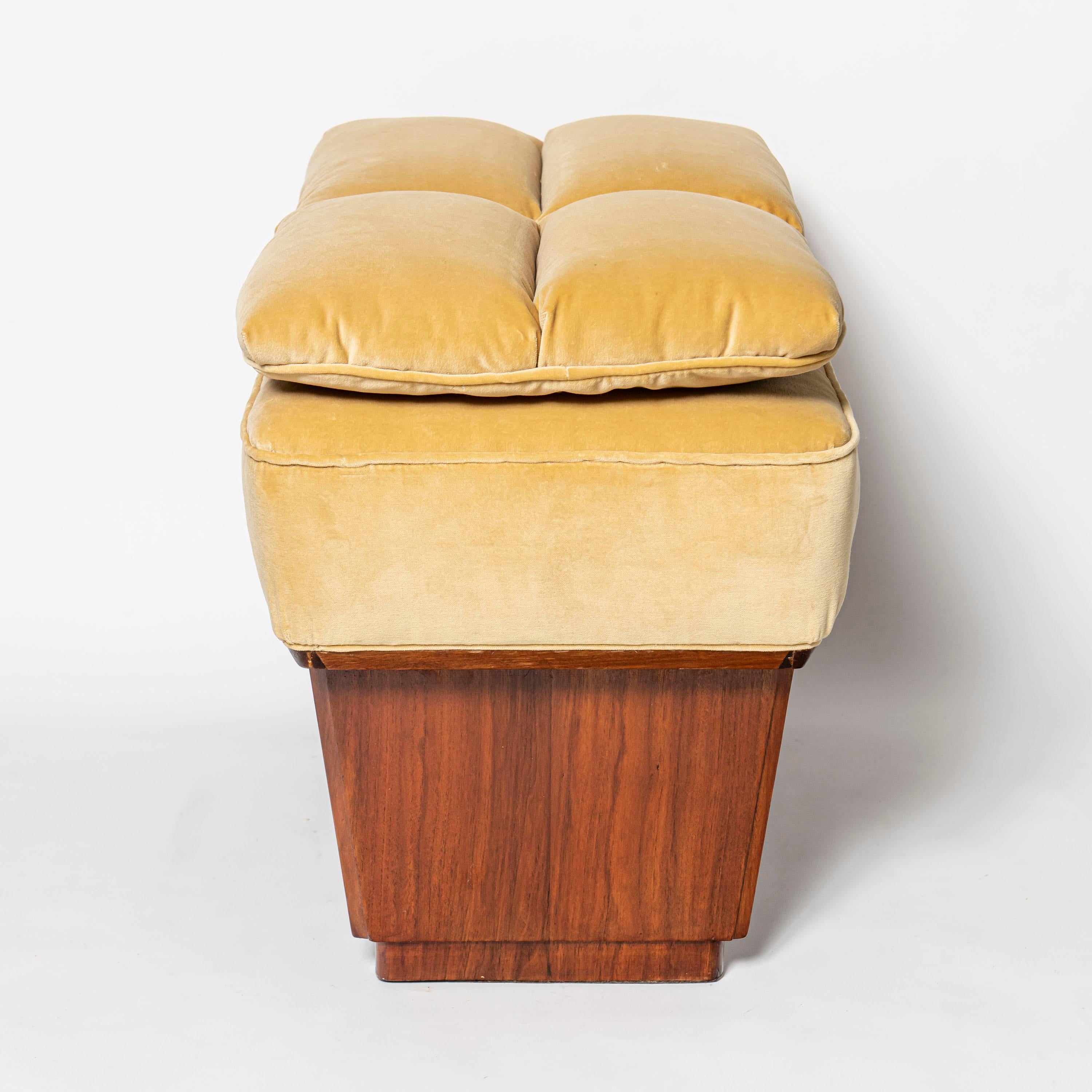 French Wood and Fabric Stool, Art Deco Period, France, circa 1940 For Sale