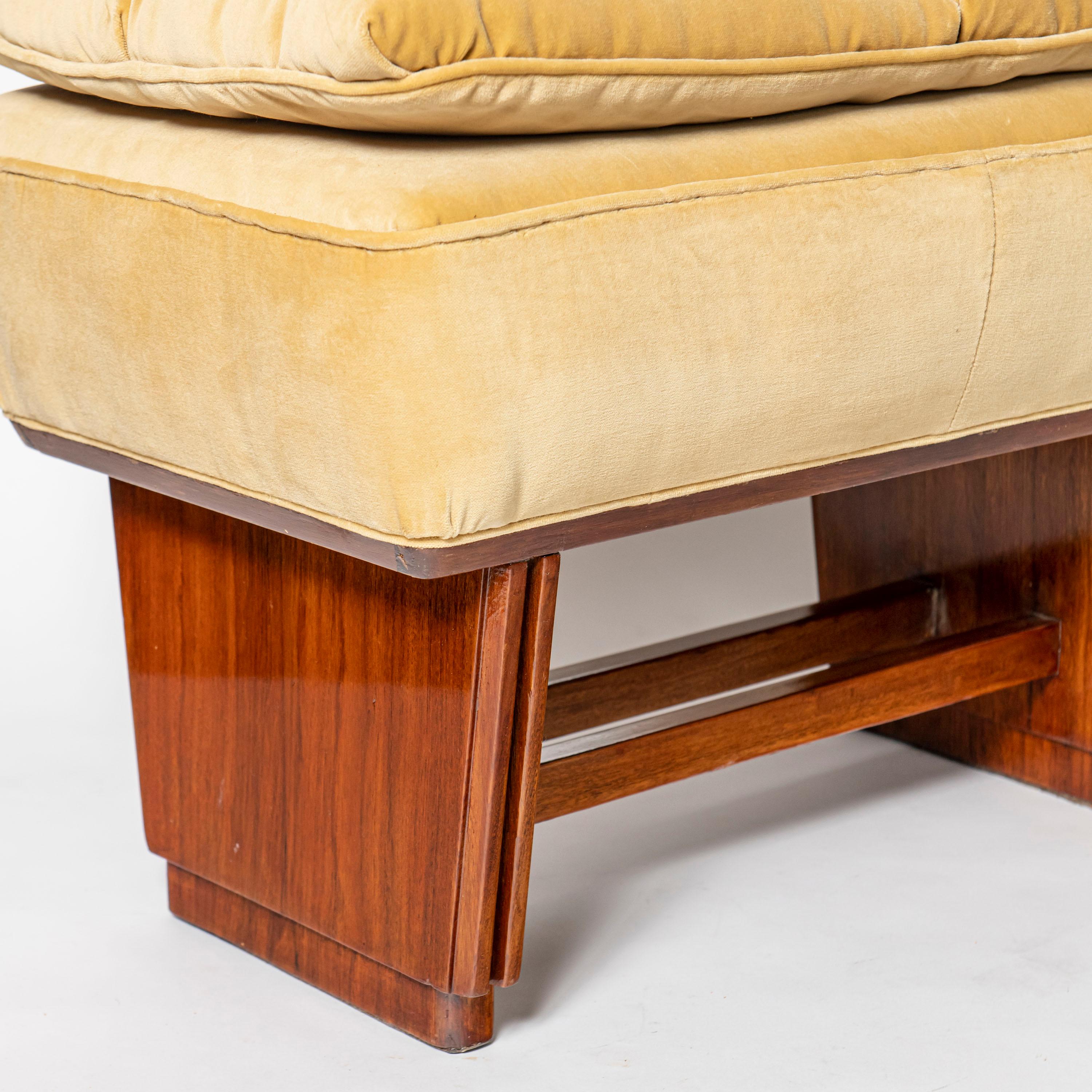Wood and Fabric Stool, Art Deco Period, France, circa 1940 In Good Condition For Sale In Buenos Aires, Buenos Aires