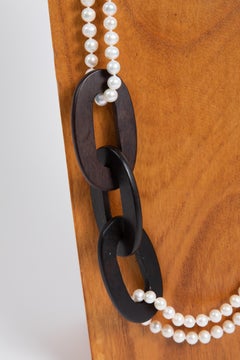 Wood and Fresh Water Pearls Sautoir by Marion Jeantet
