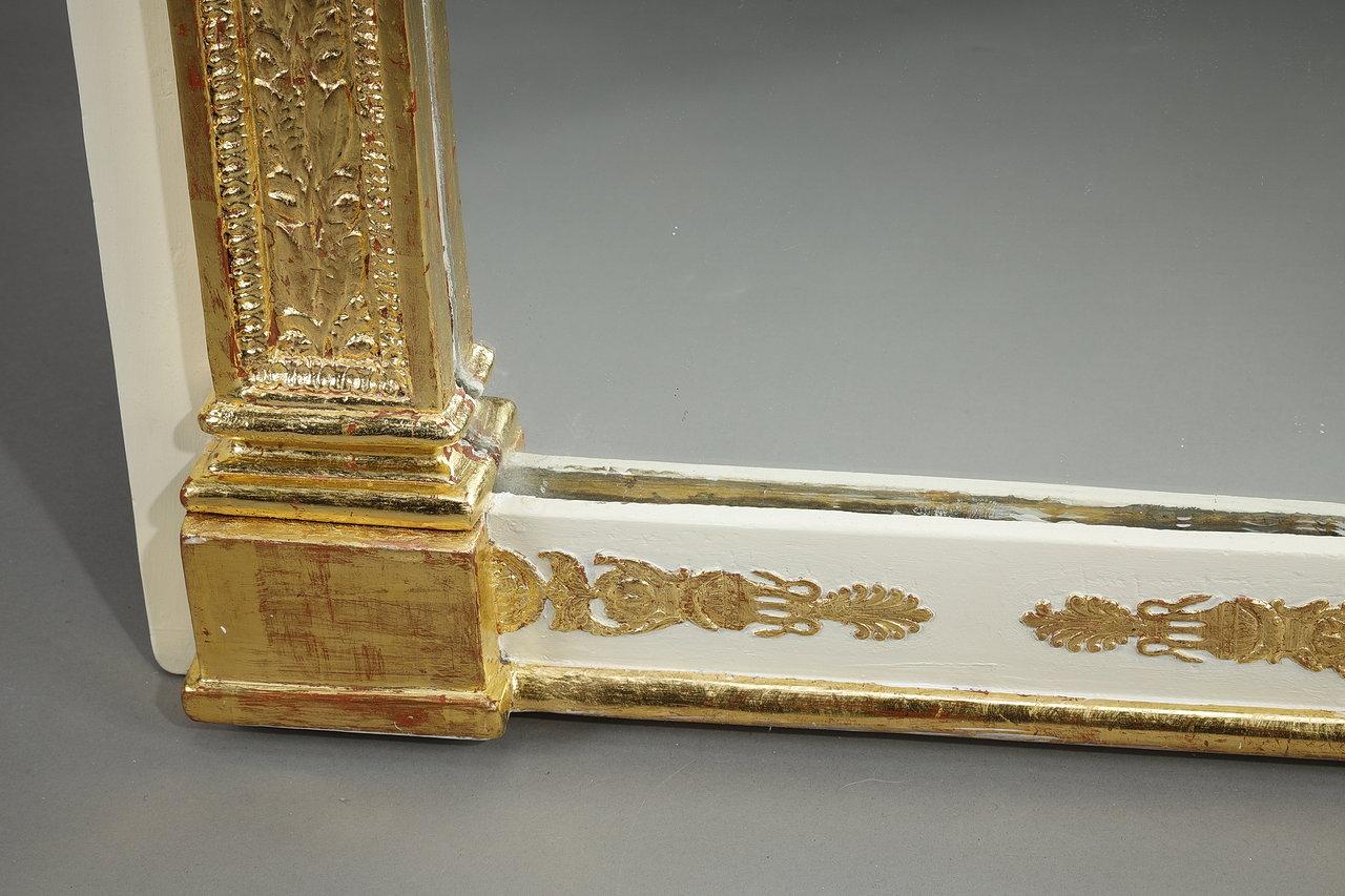Wood and Gilded Stucco Overmantel Mirror, Empire Period, 19th Century For Sale 7