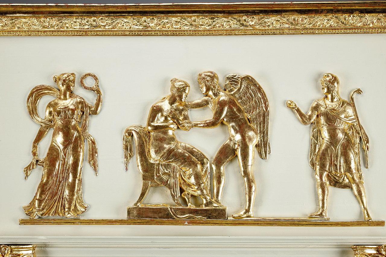 Übermantel-Spiegel aus Holz und vergoldetem Stuck, Empire-Periode, 19. Jahrhundert  im Angebot 8