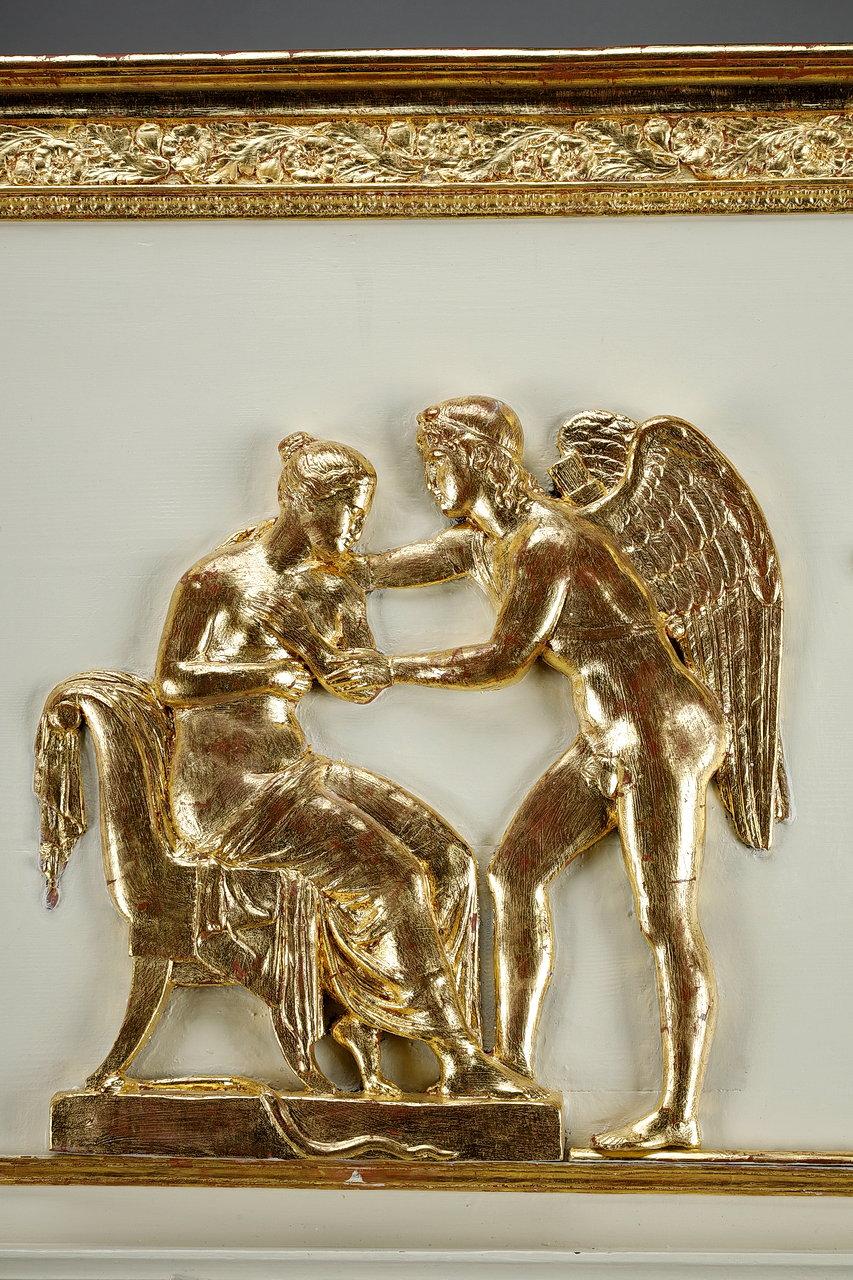 Übermantel-Spiegel aus Holz und vergoldetem Stuck, Empire-Periode, 19. Jahrhundert  im Angebot 2