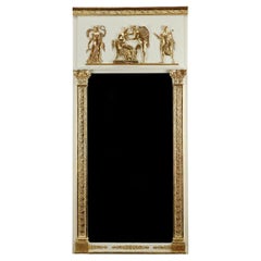 Wood and gilded stucco overmantel mirror, Empire period, 19th century 