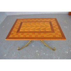Table basse en bois et fer forgé doré, style 1940