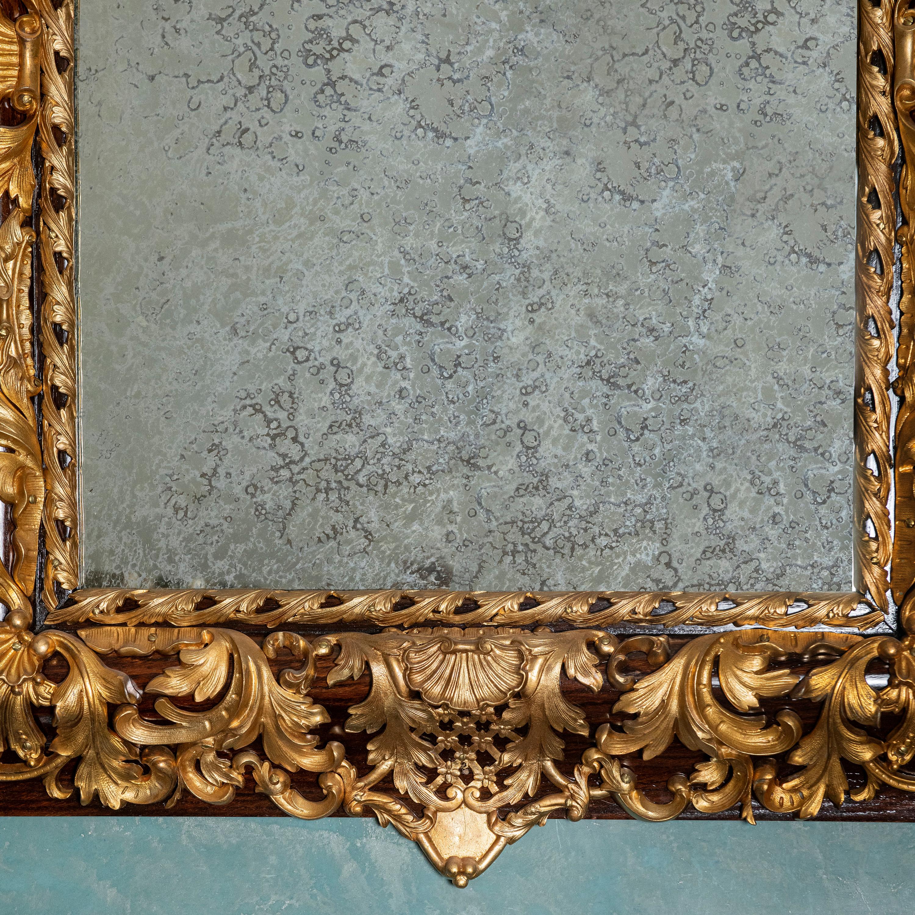 French Wood and Gilt Bronze Wall Mirror, France, Late 19th Century For Sale