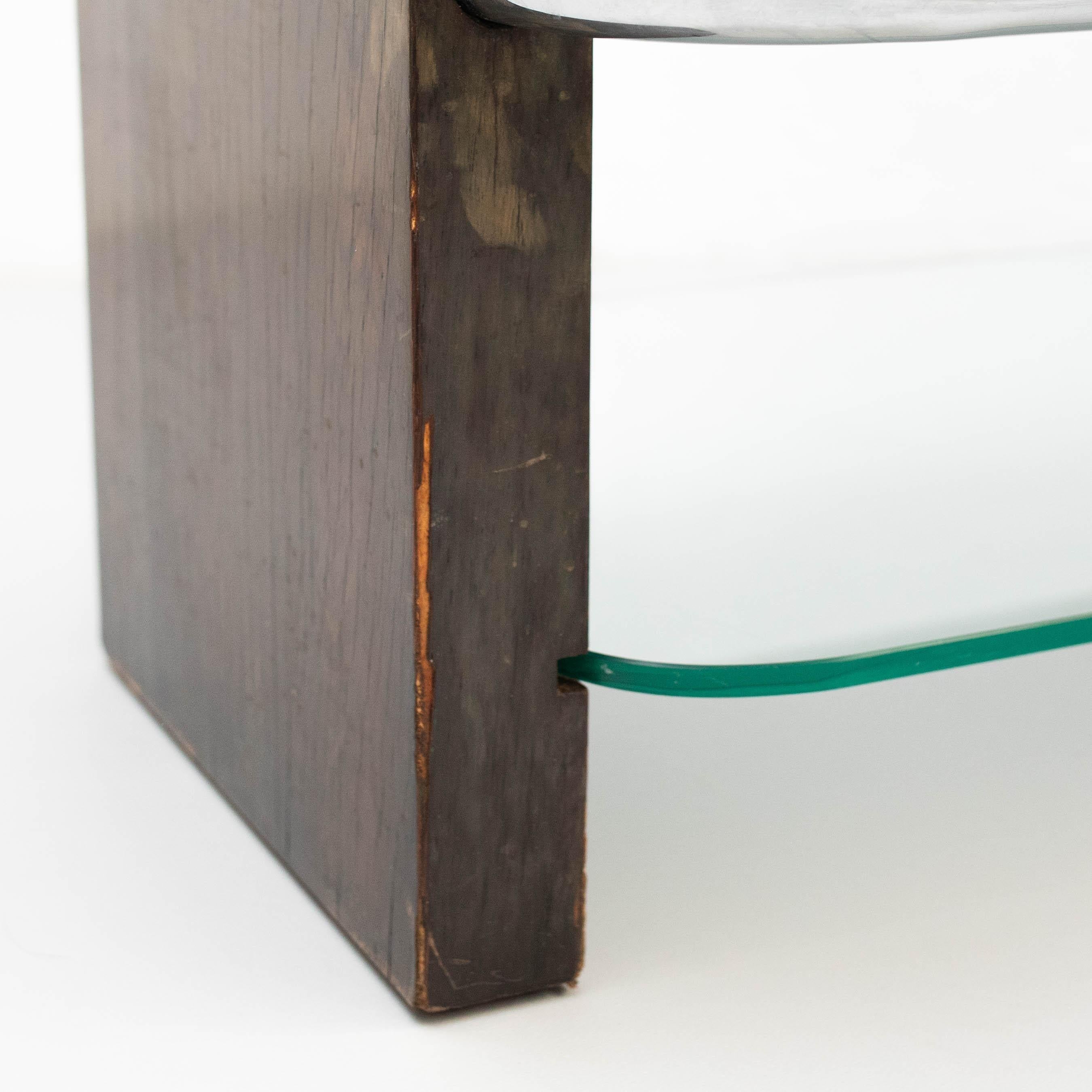 Couchtisch aus Holz und Glas, um 1950 im Angebot 7