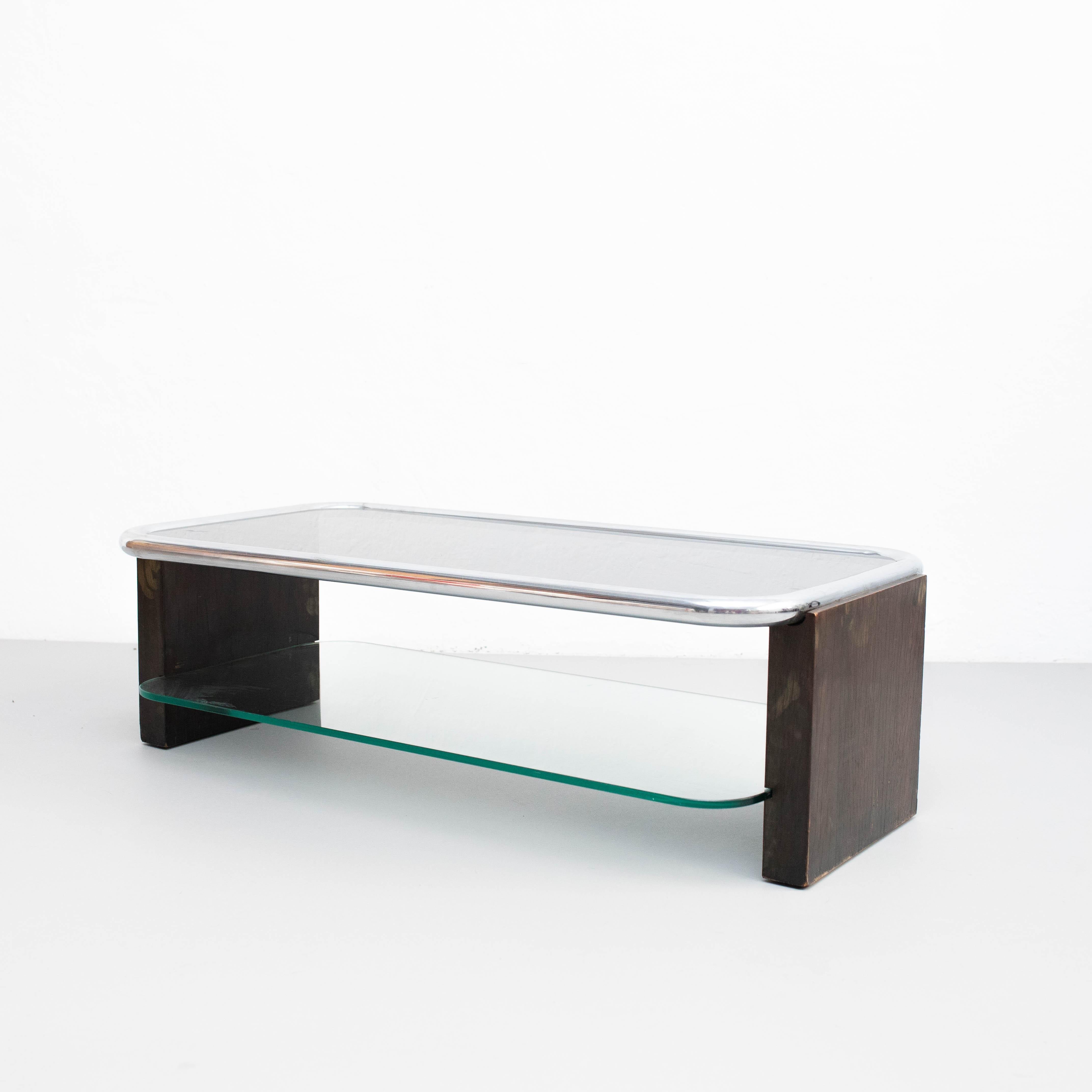 Couchtisch aus Holz und Glas, um 1950 (Moderne der Mitte des Jahrhunderts) im Angebot