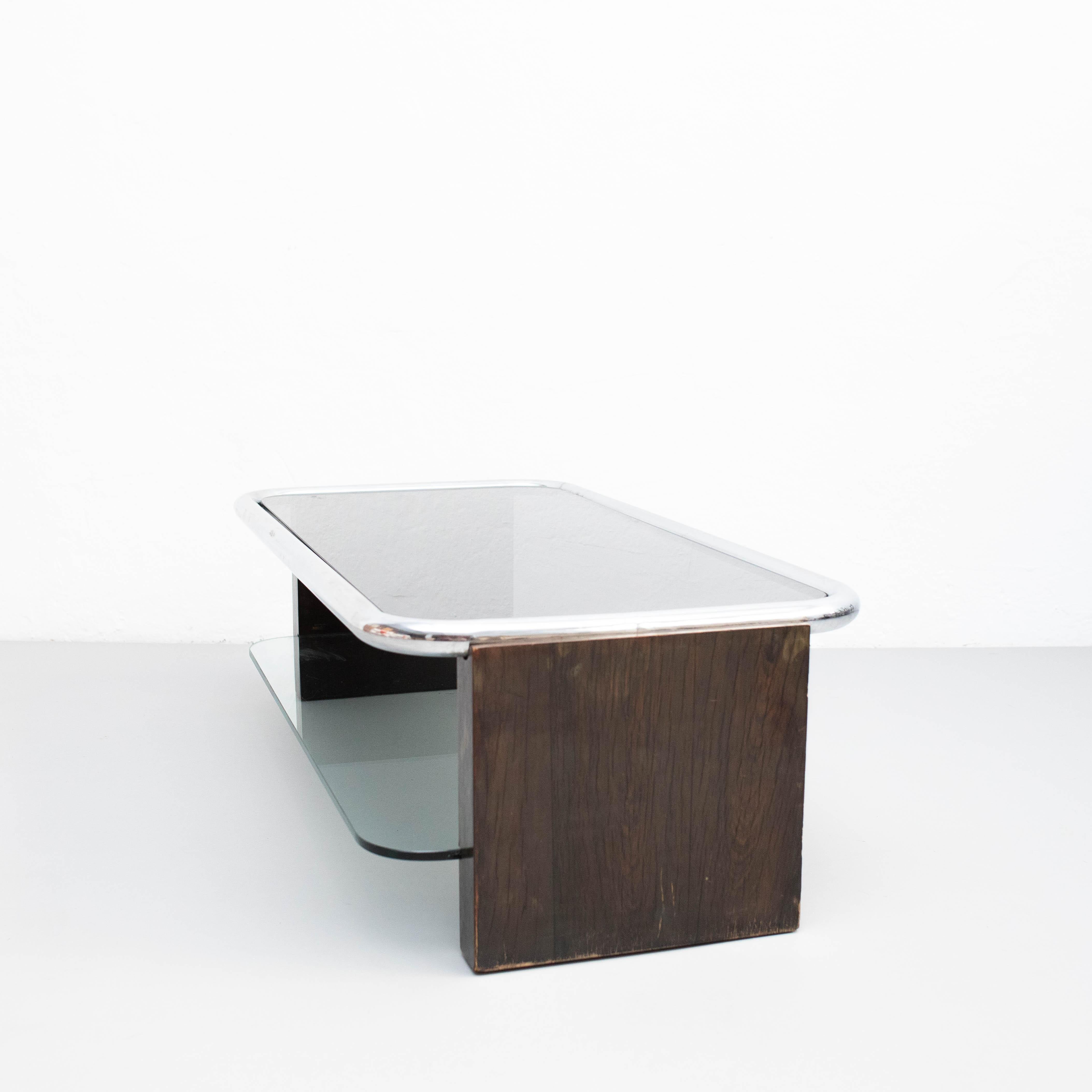 Couchtisch aus Holz und Glas, um 1950 (Niederländisch) im Angebot