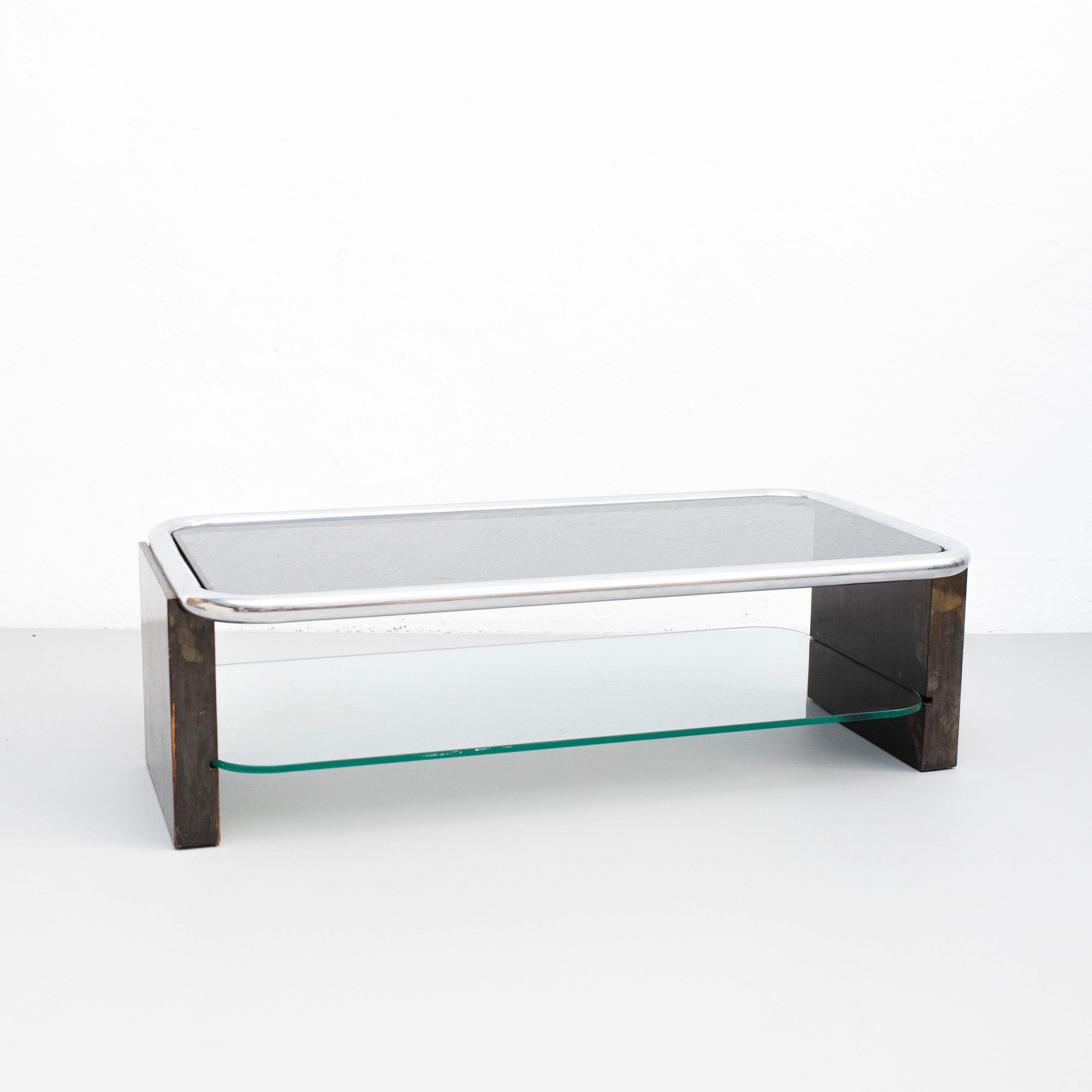 Mid-20th Century Wood and Glass Coffee Table, Circa 1950  For Sale