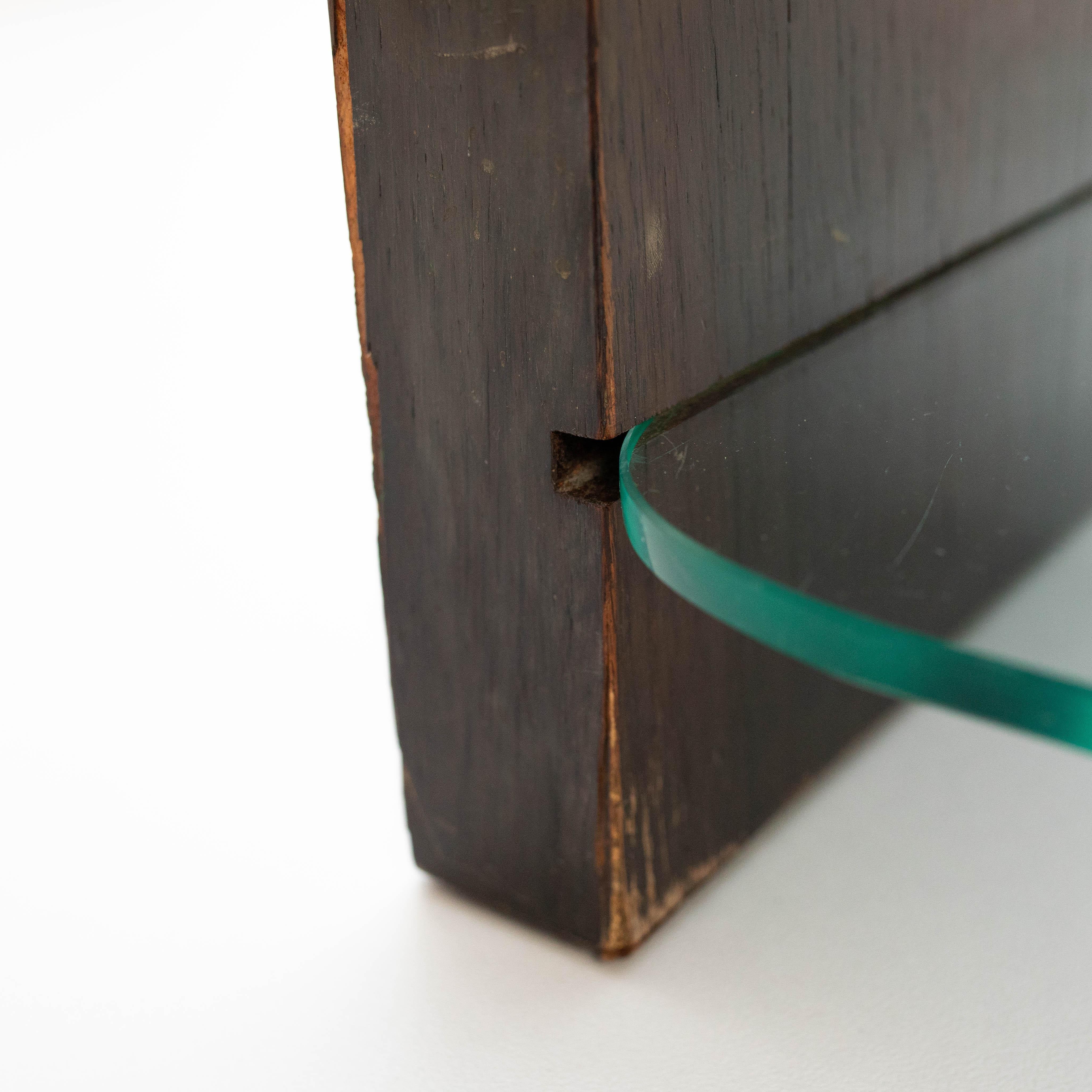 Couchtisch aus Holz und Glas, um 1950 im Angebot 3