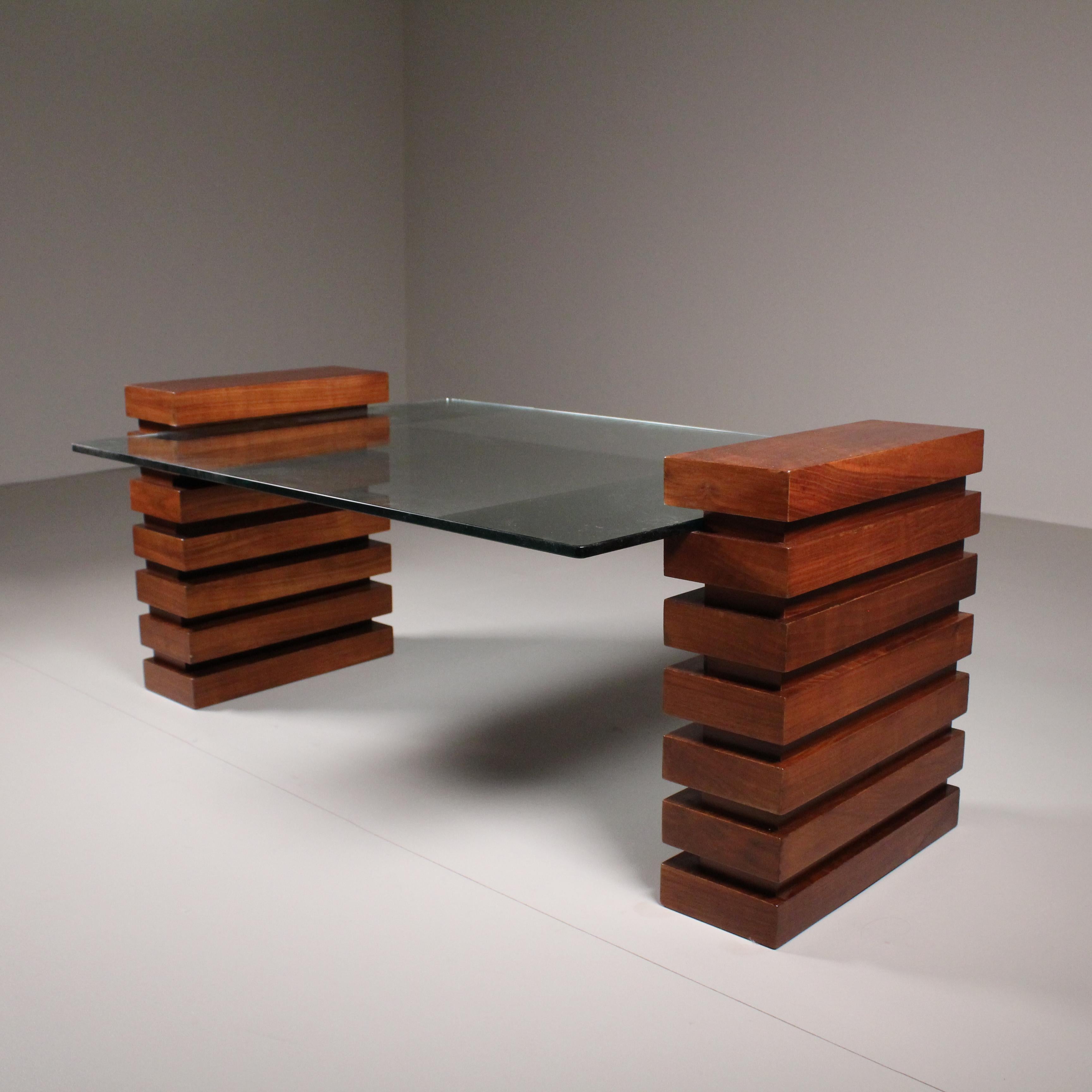 Table basse en bois et verre, vers 1960 6