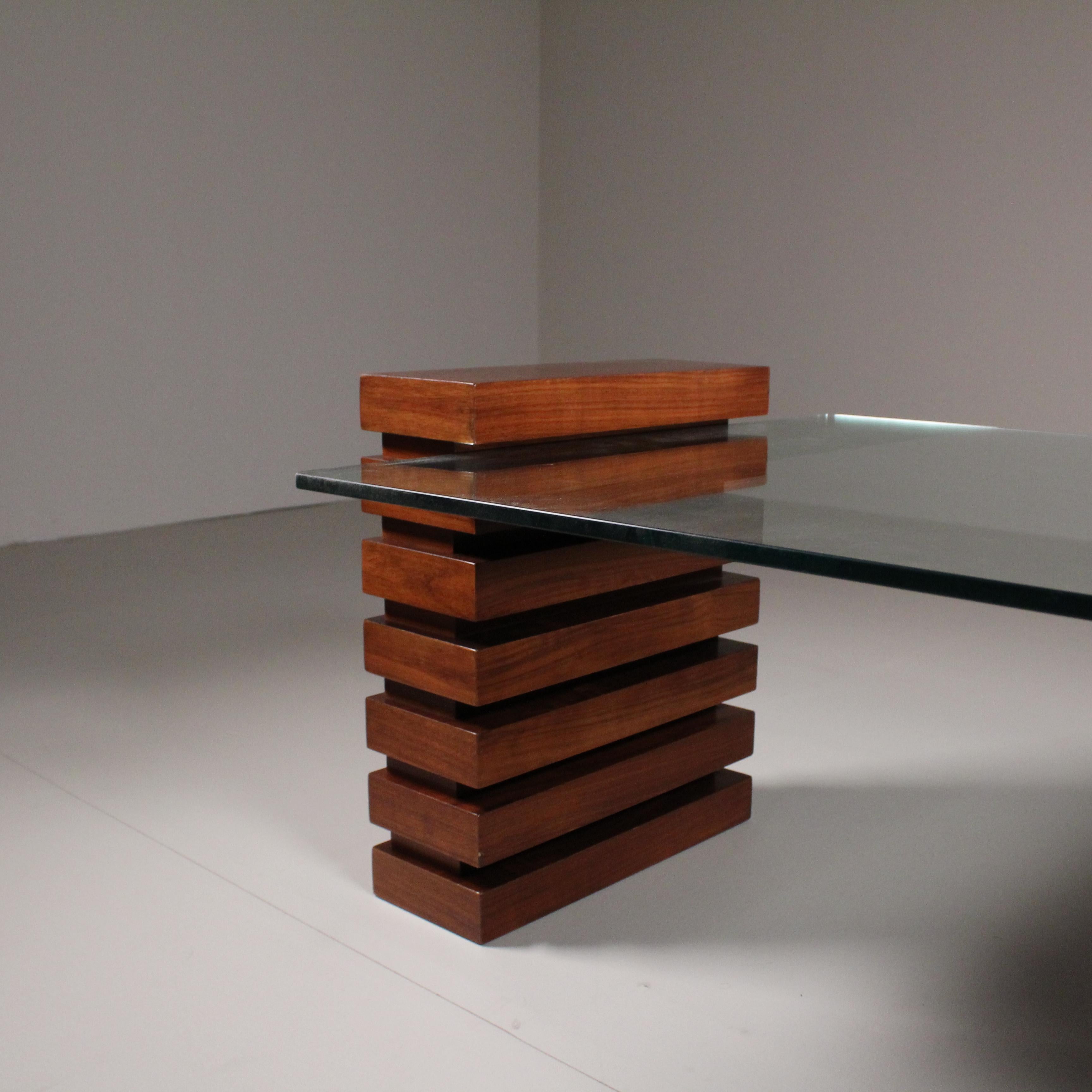 Table basse en bois et verre, vers 1960 1