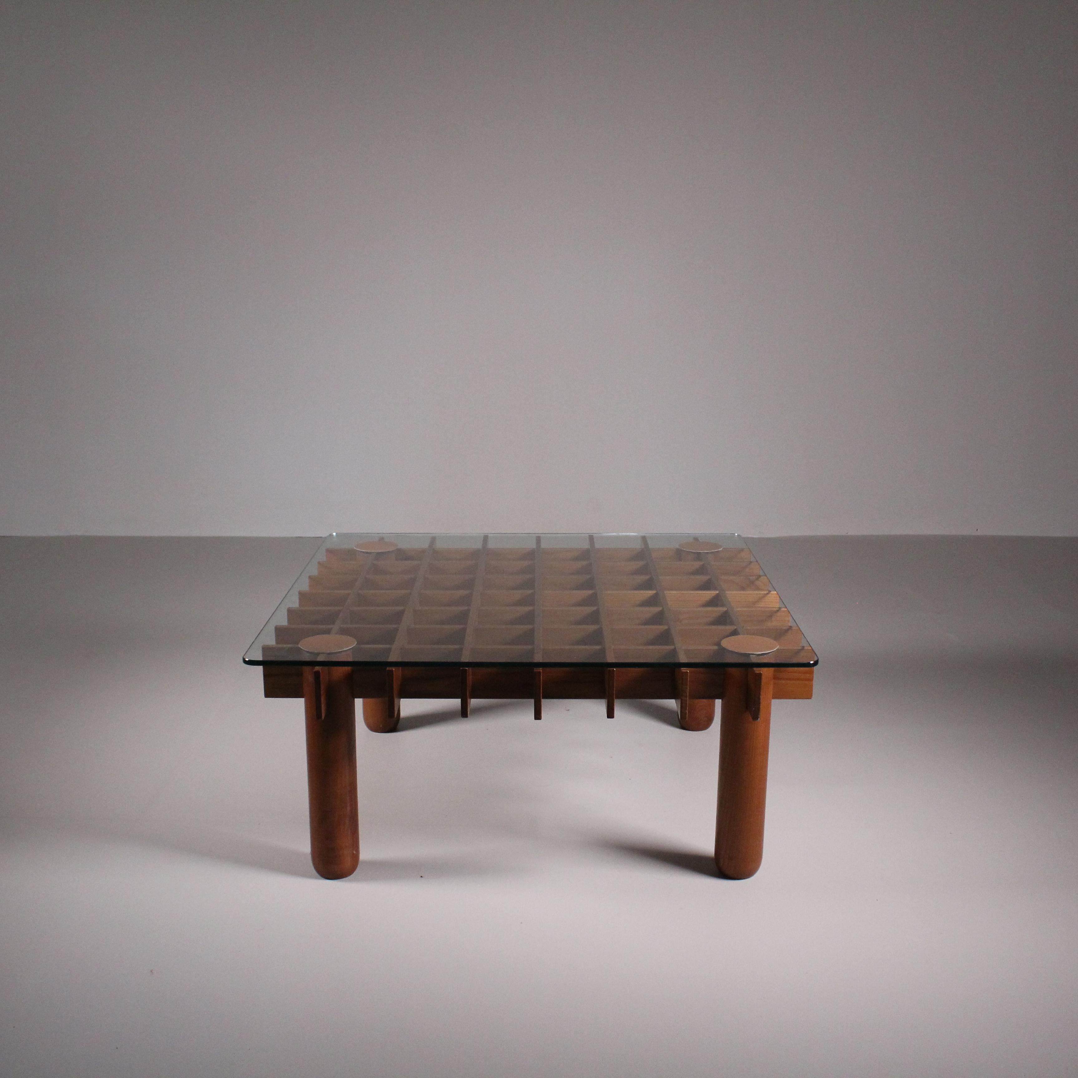 Wood and glass Coffee Table For Sale 4