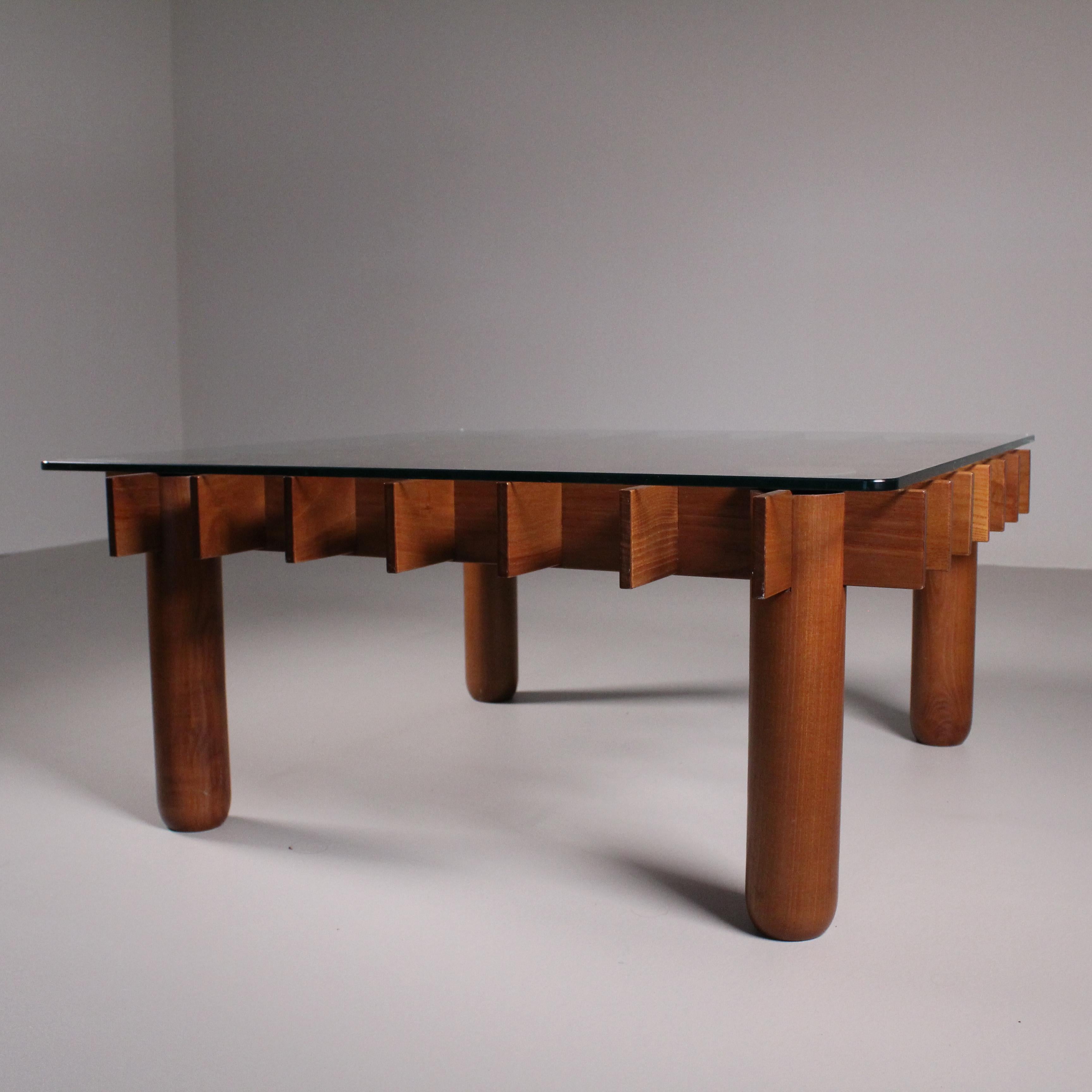 Wood and glass Coffee Table For Sale 6