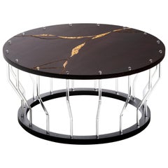 Mesa baja de madera y cristal hecha a mano por Giordano Viganò y Simone Crestani