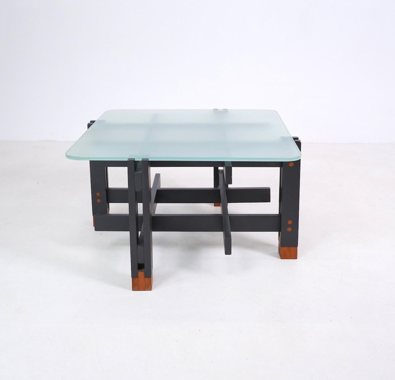 italien Table Basse en Bois et Verre, Italie, vers 1960 en vente