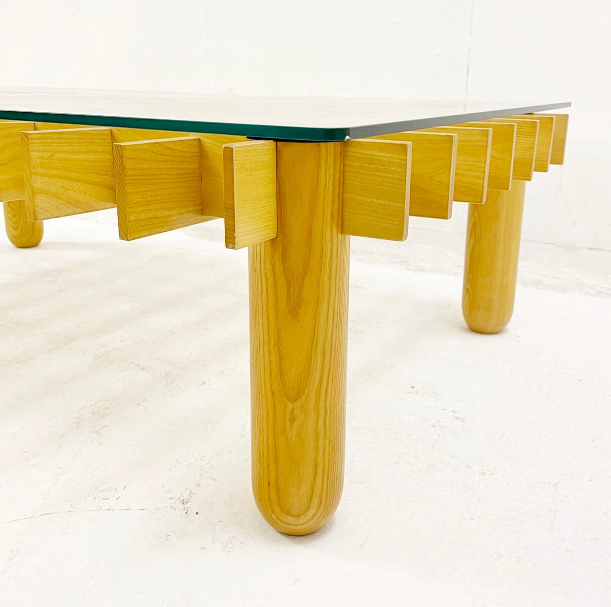 Mid-Century Modern Wood and Glass Coffee Table, Italy circa 1970
