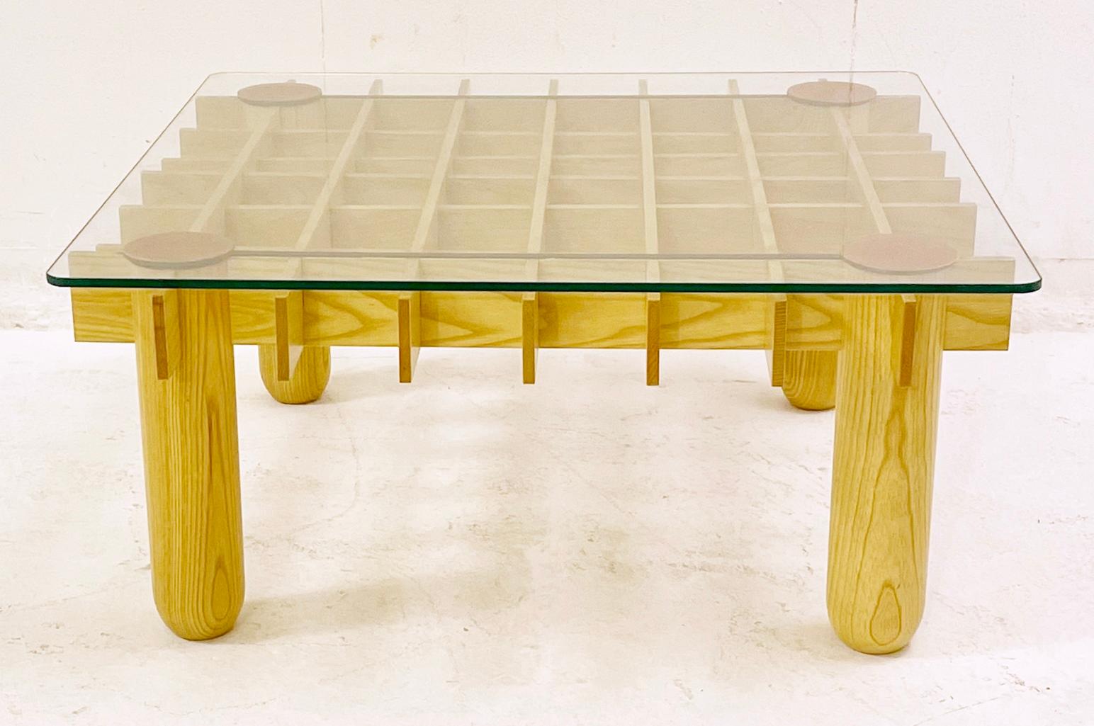 Wood and Glass Coffee Table, Italy circa 1970 In Good Condition In Brussels, BE