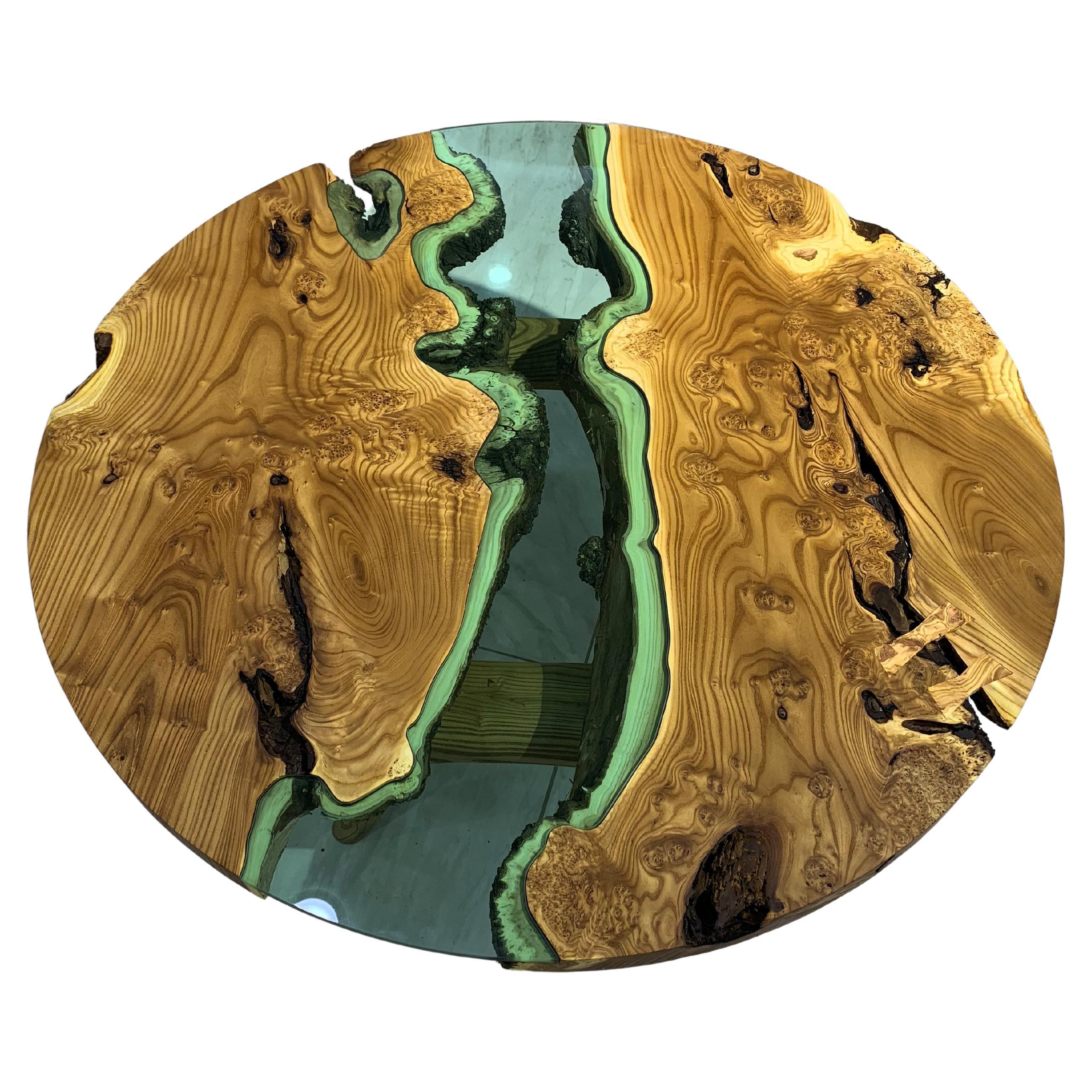 Wood And Glass Coffee Table - Natural Center Table For Sale