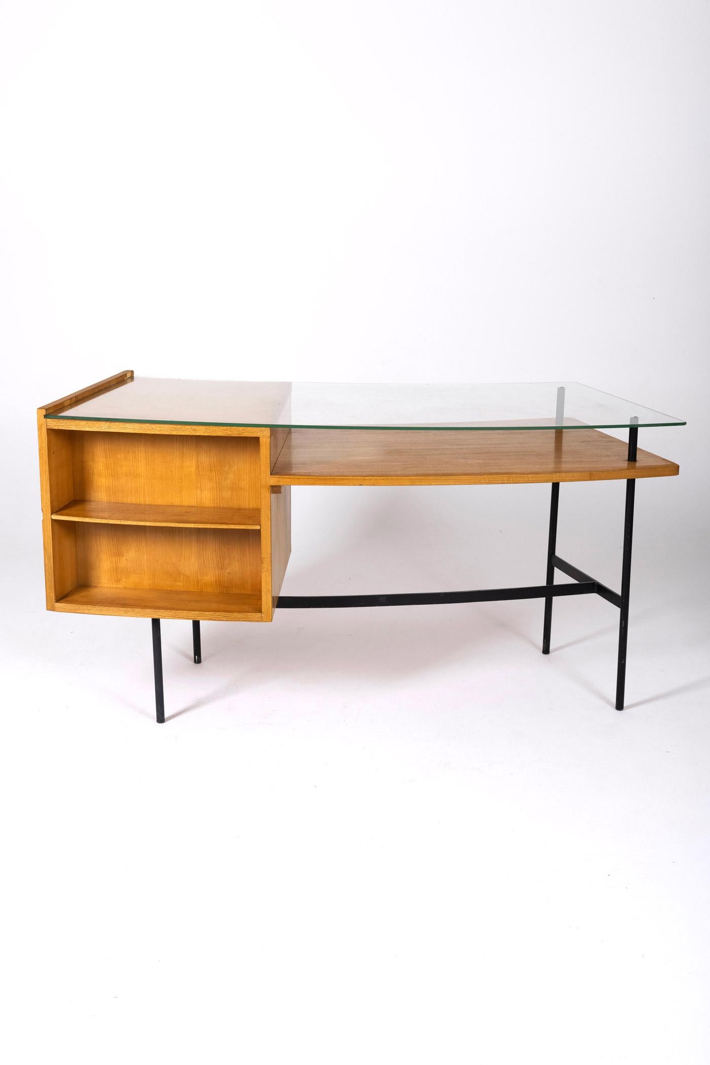 Wood and glass desk by Jean René Picard, 1960s 5