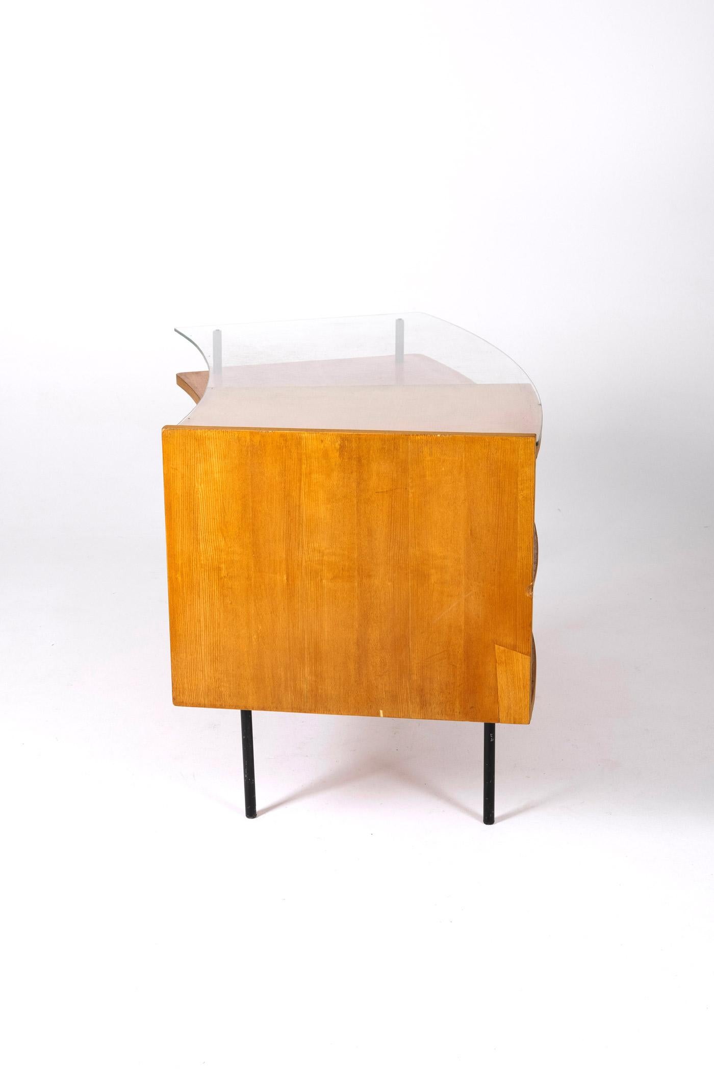 Wood and glass desk by Jean René Picard, 1960s 2