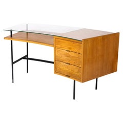Bureau en bois et verre par Jean-René Picard, années 1960