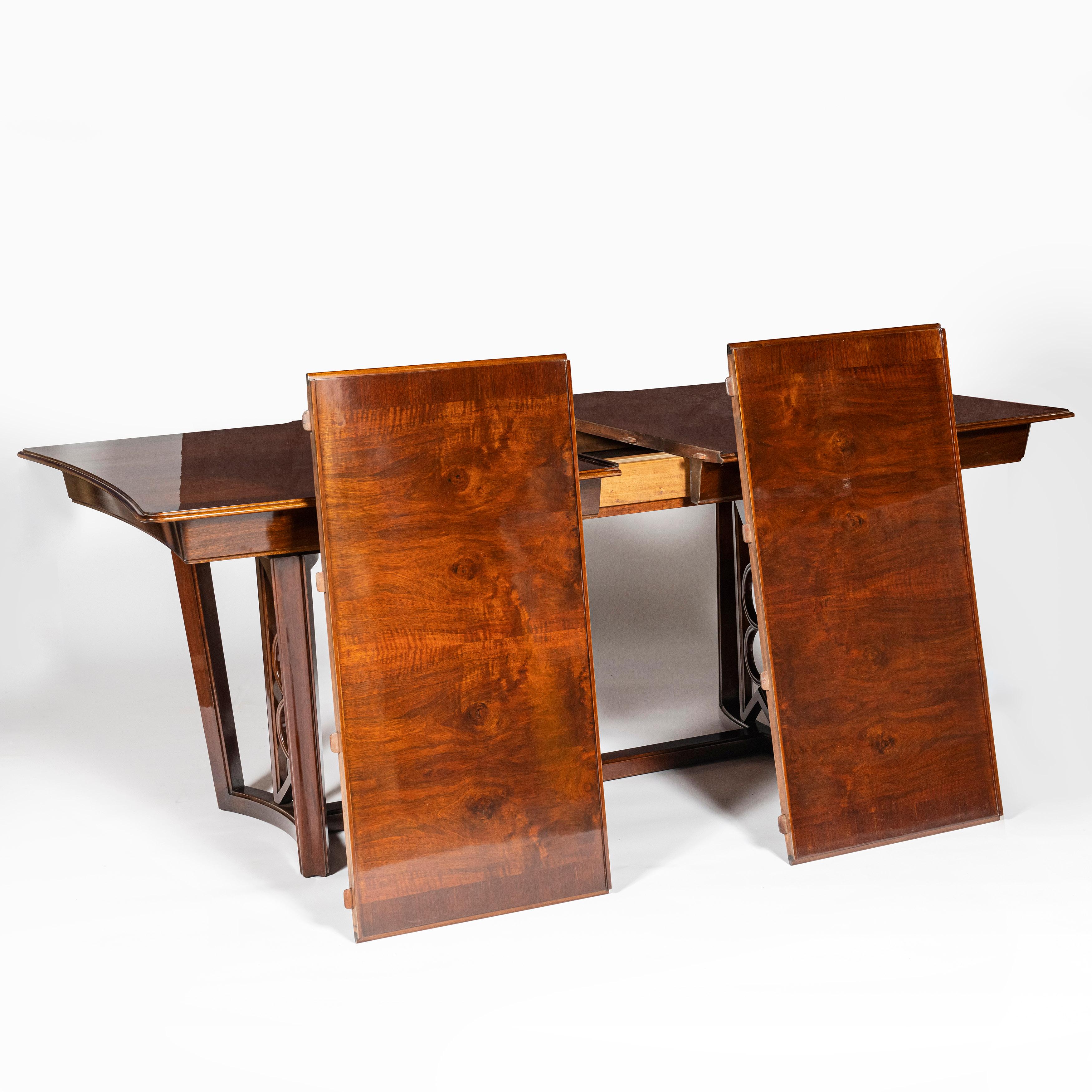 Mid-Century Modern Wood and Glass Dining Room Table by Englander & Bonta, Argentina, circa 1950 For Sale