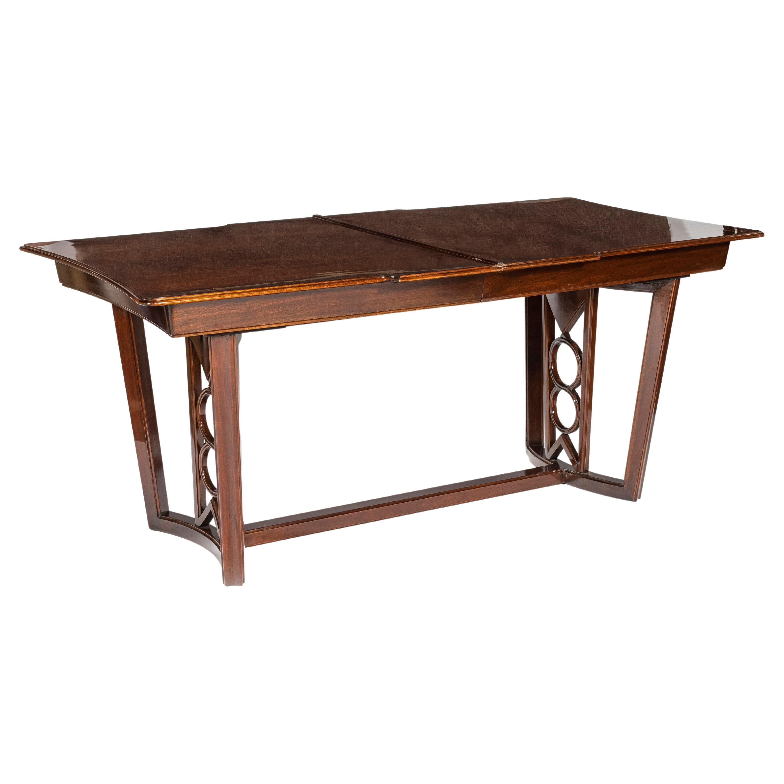 Wood and Glass Dining Room Table by Englander & Bonta, Argentina, circa 1950 For Sale