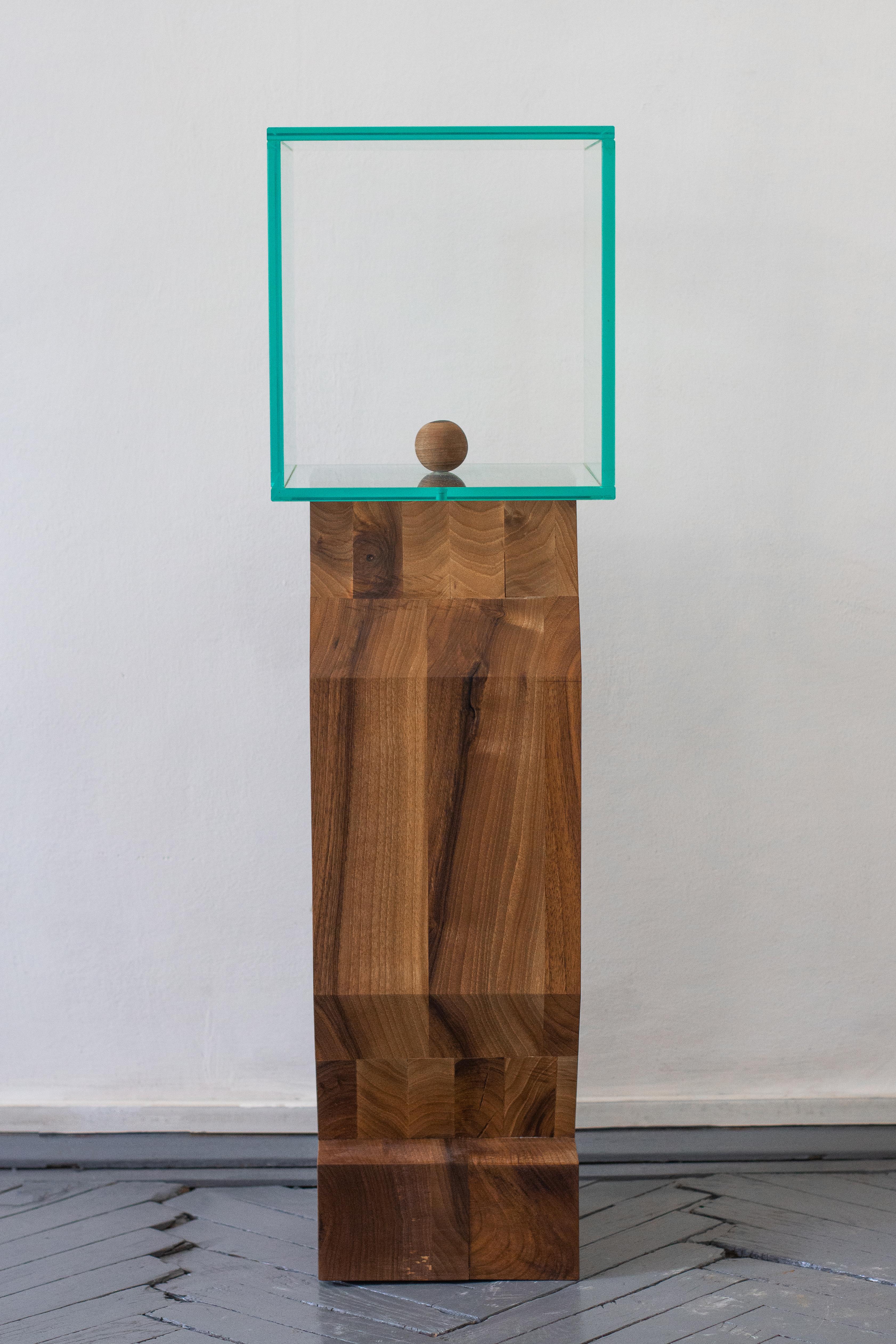 Woodwork Wood and glass figure For Sale