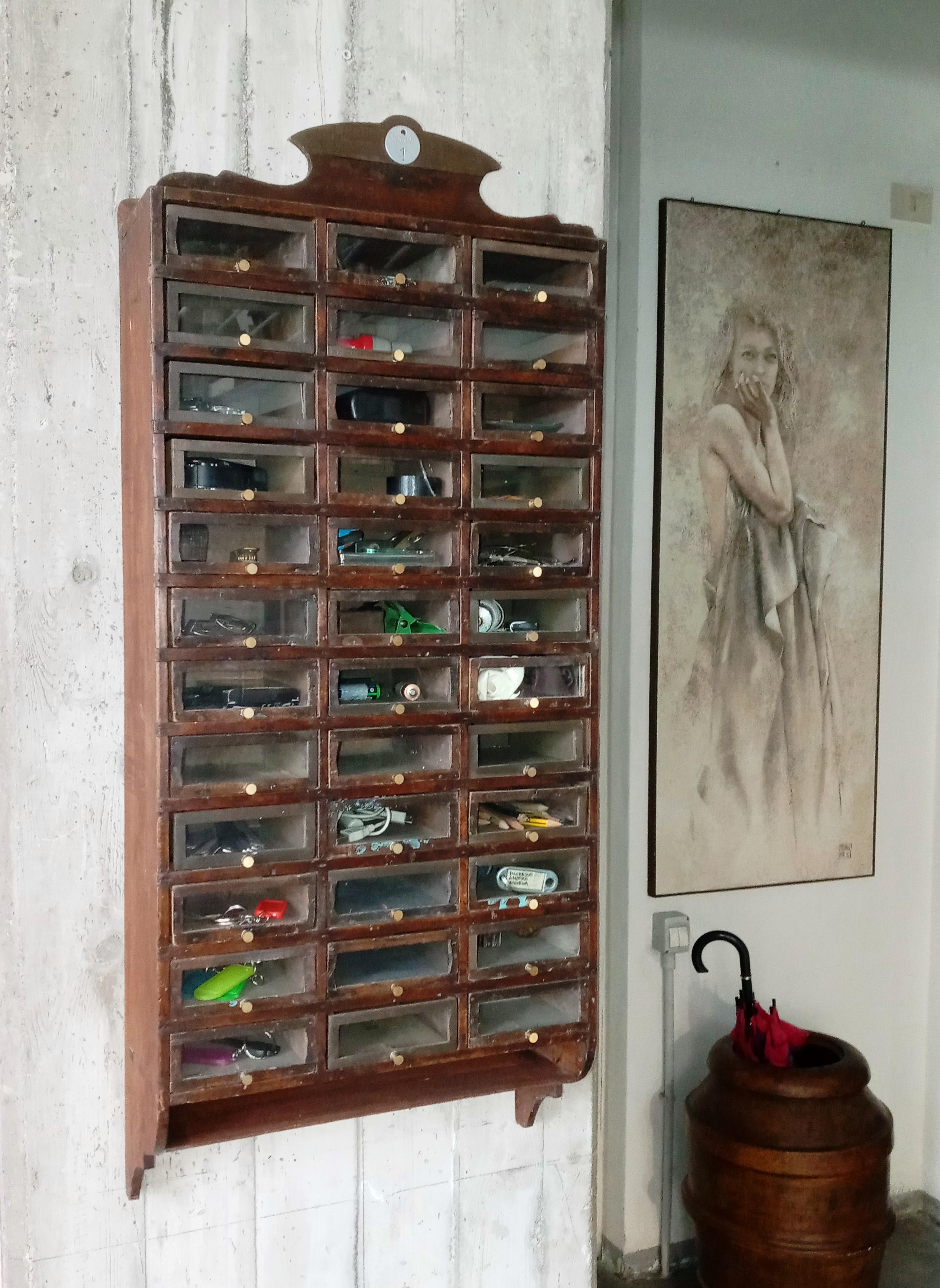 European Wood and Glass Hanging Dresser, 1940s For Sale