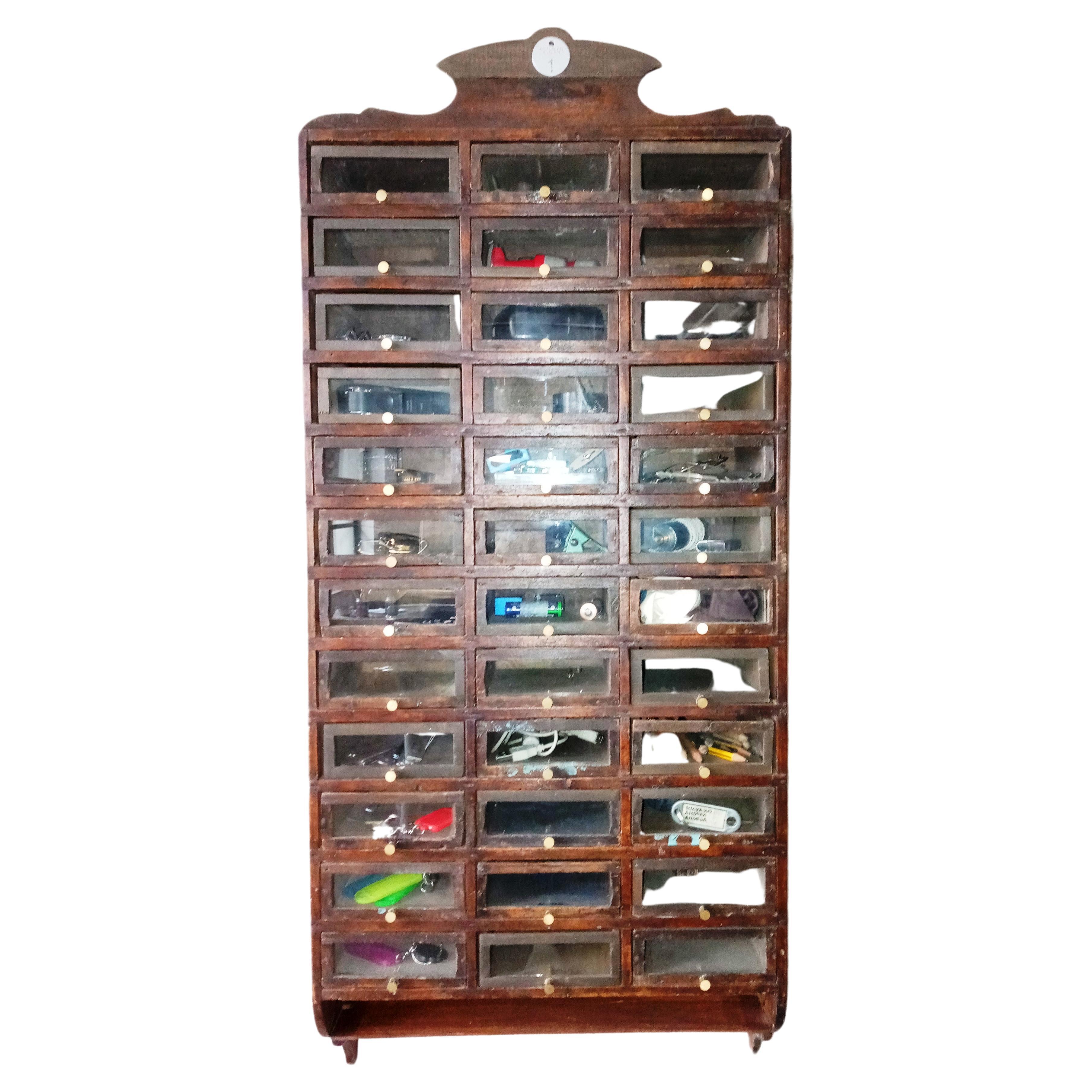 Wood and Glass Hanging Dresser, 1940s For Sale