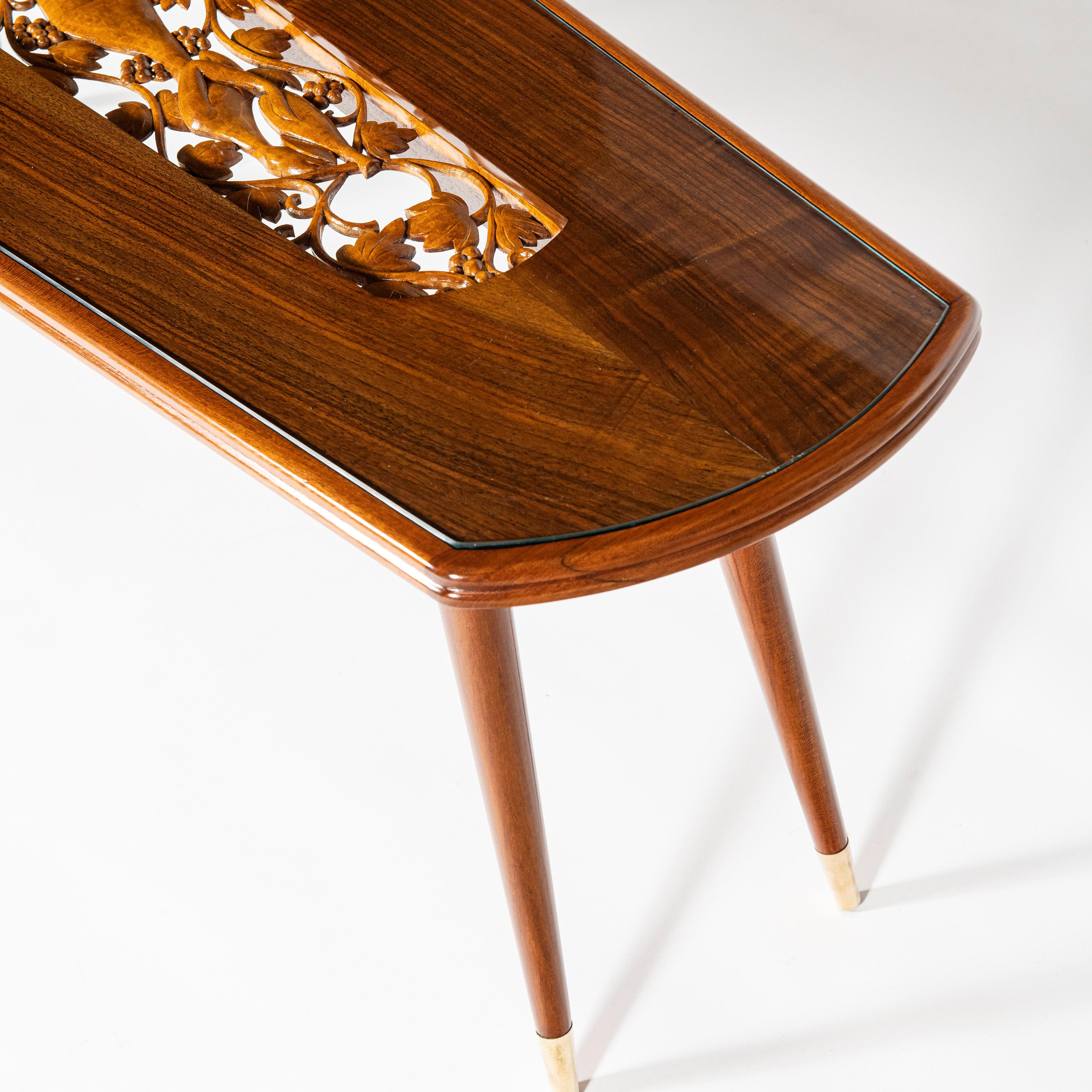 Wood and glass low table by Englander & Bonta, Argentina, Buenos Aires, circa 1950.